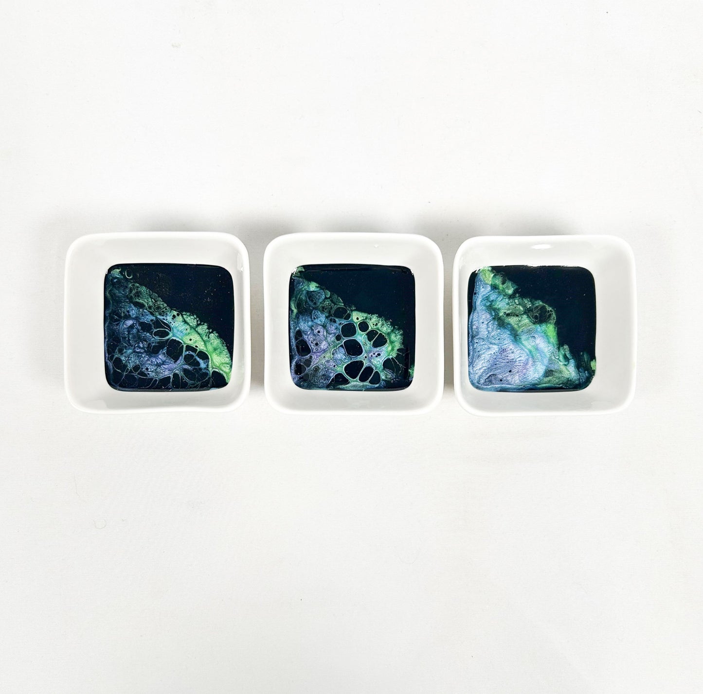 set of three northern lights dipping bowls