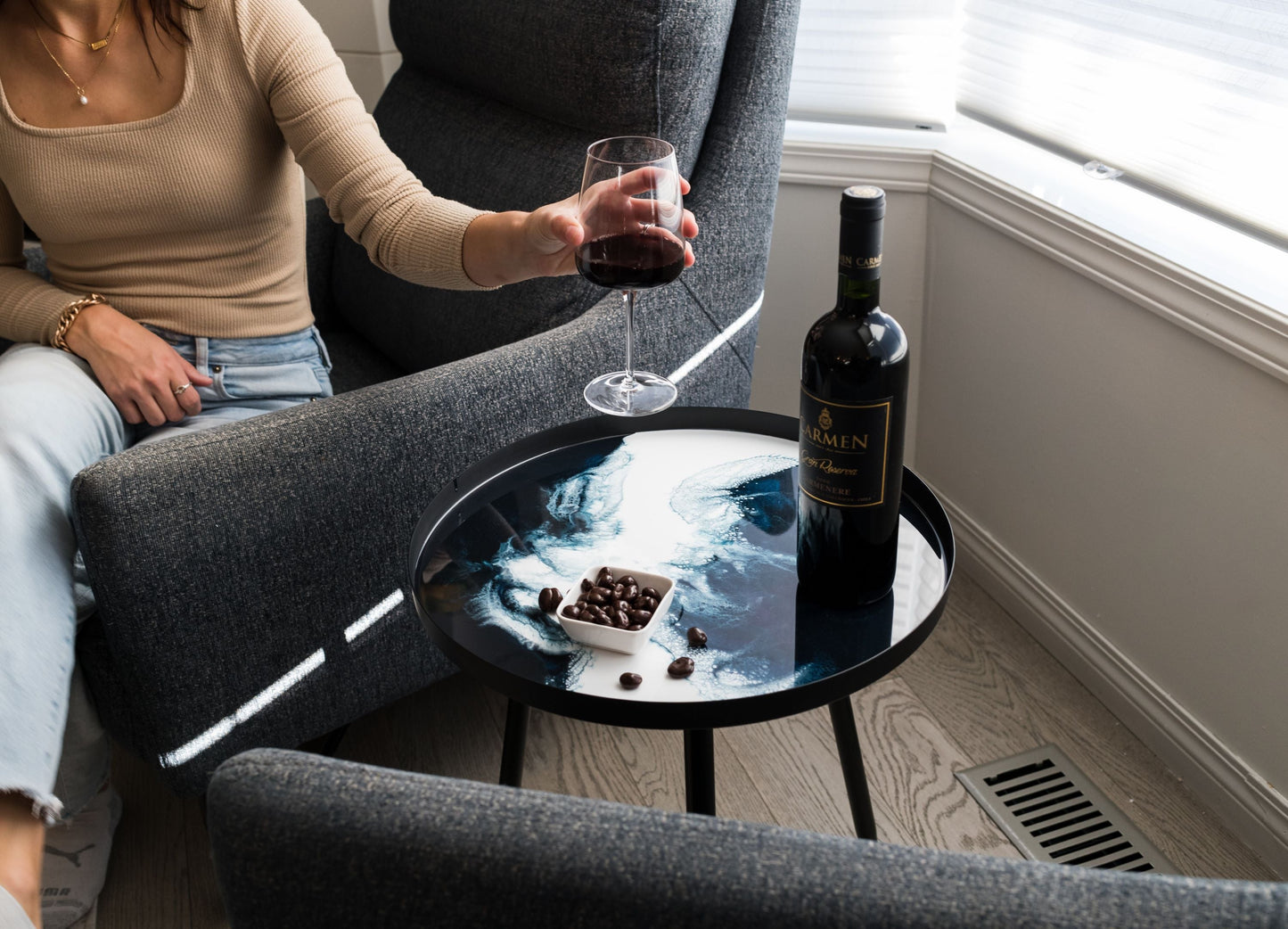 Navy Metal Side Table