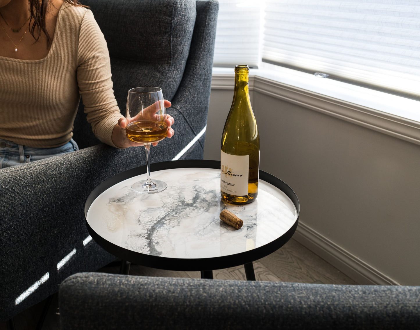 Marble Metal Side Table