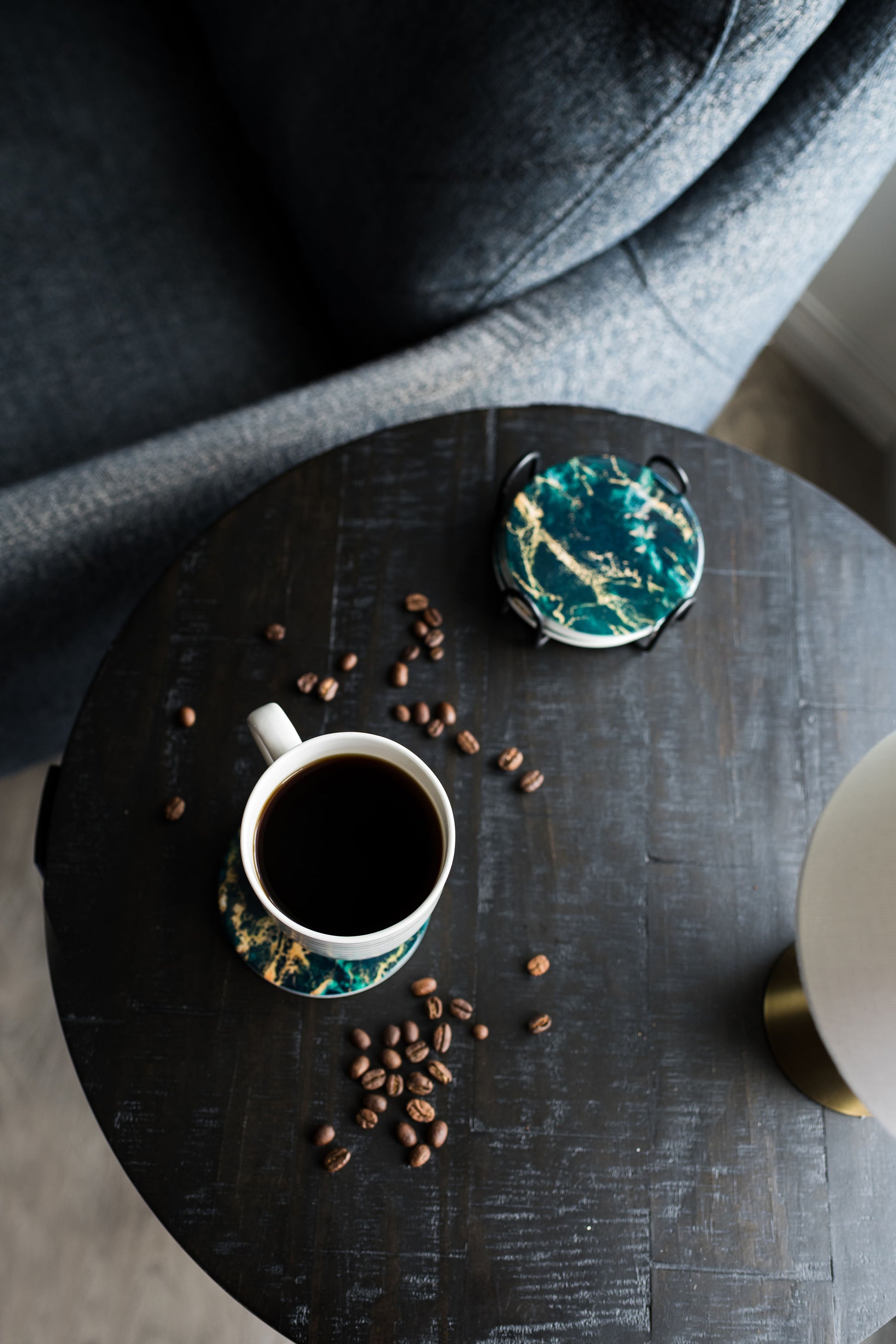 ceramic coaster accented with resin