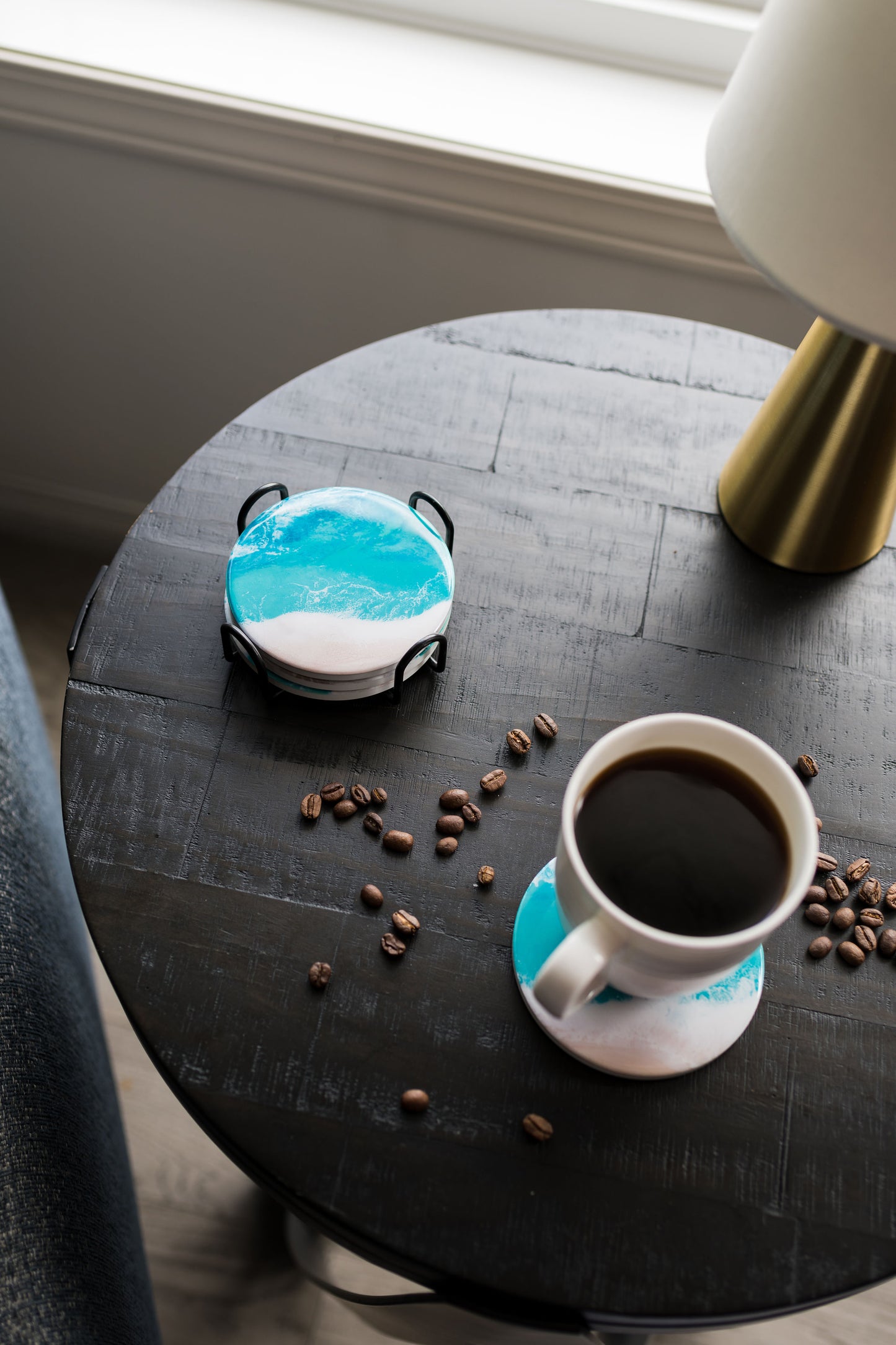 ceramic coaster accented with resin