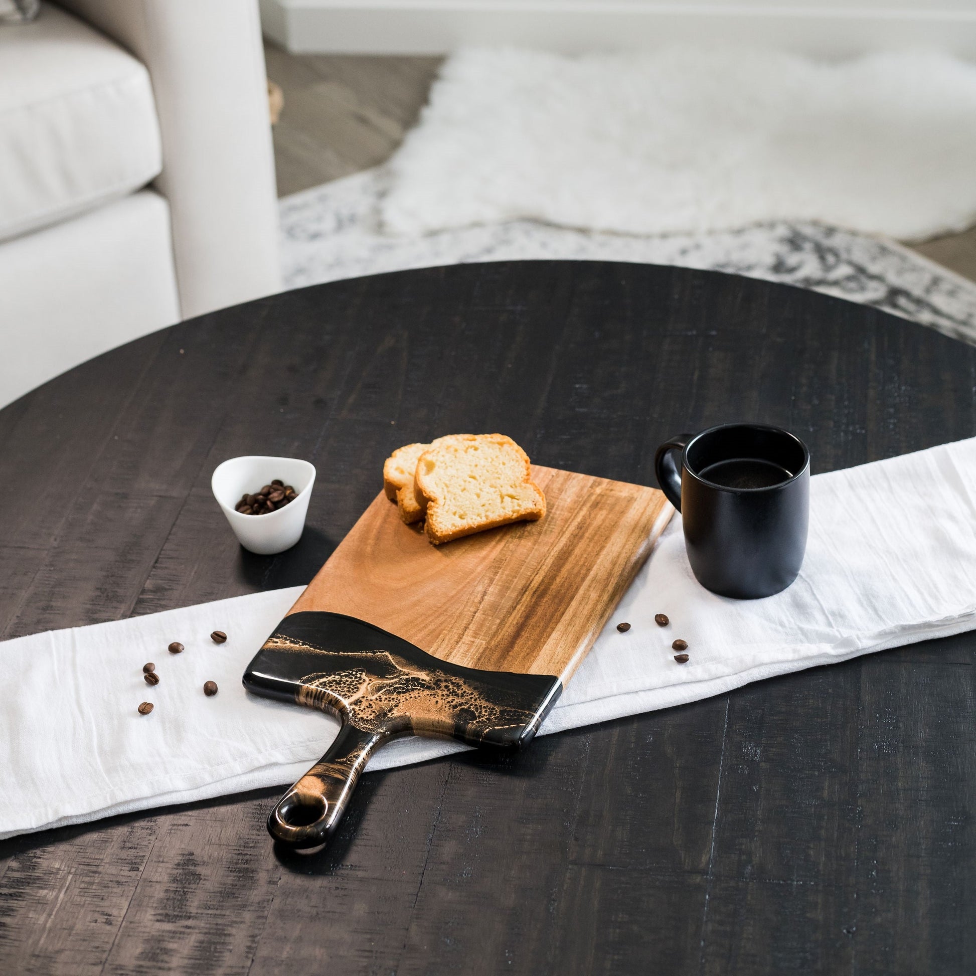 medium acacia cheese board accented with resin