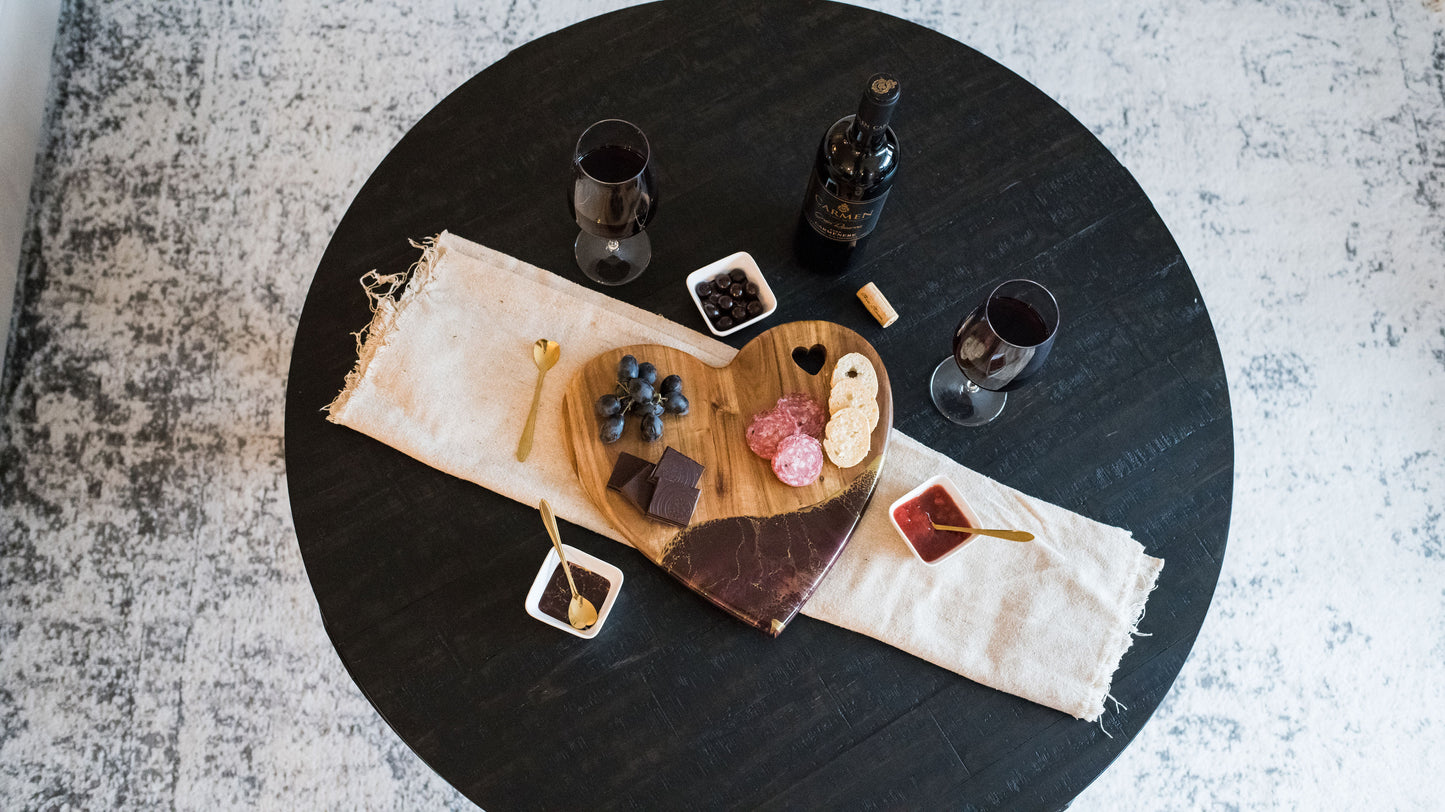 heart board for valentines day accented with resin