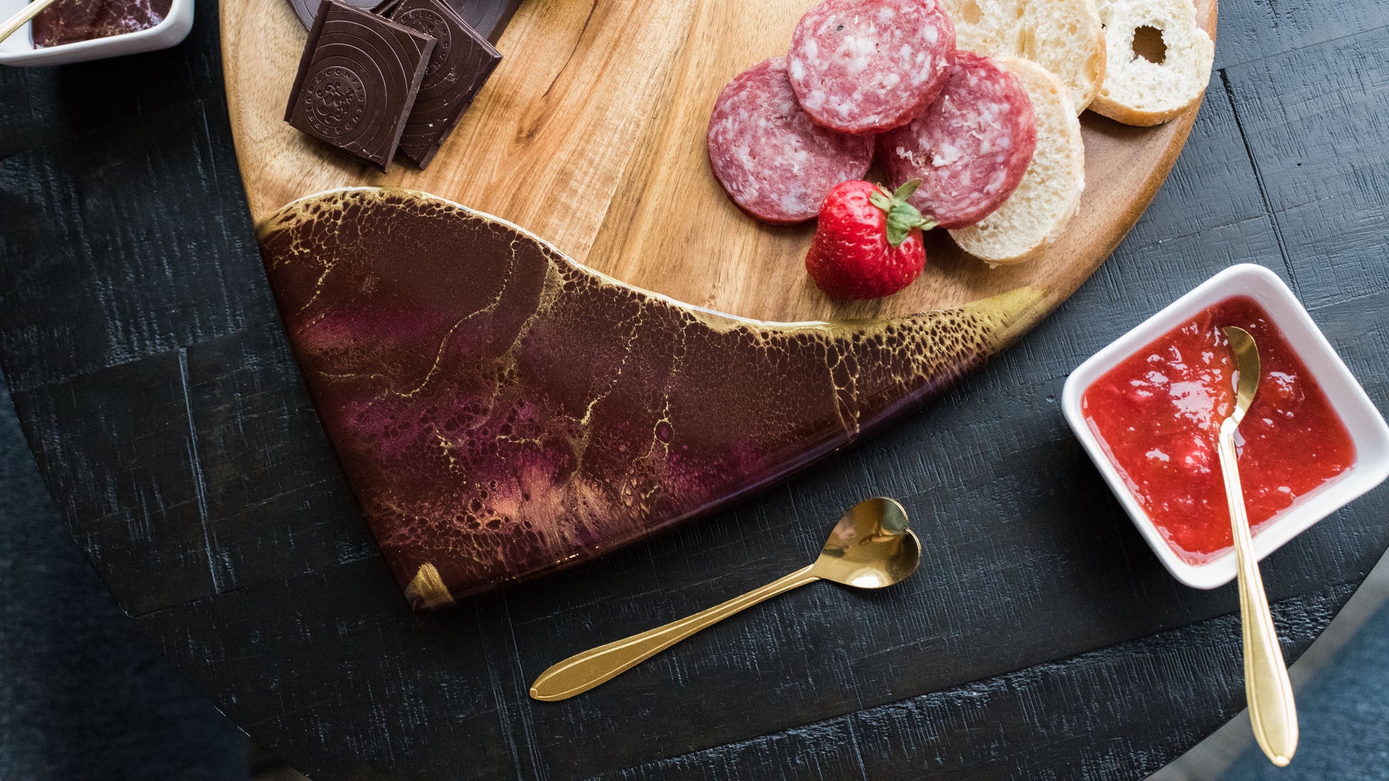 heart board for valentines day accented with resin