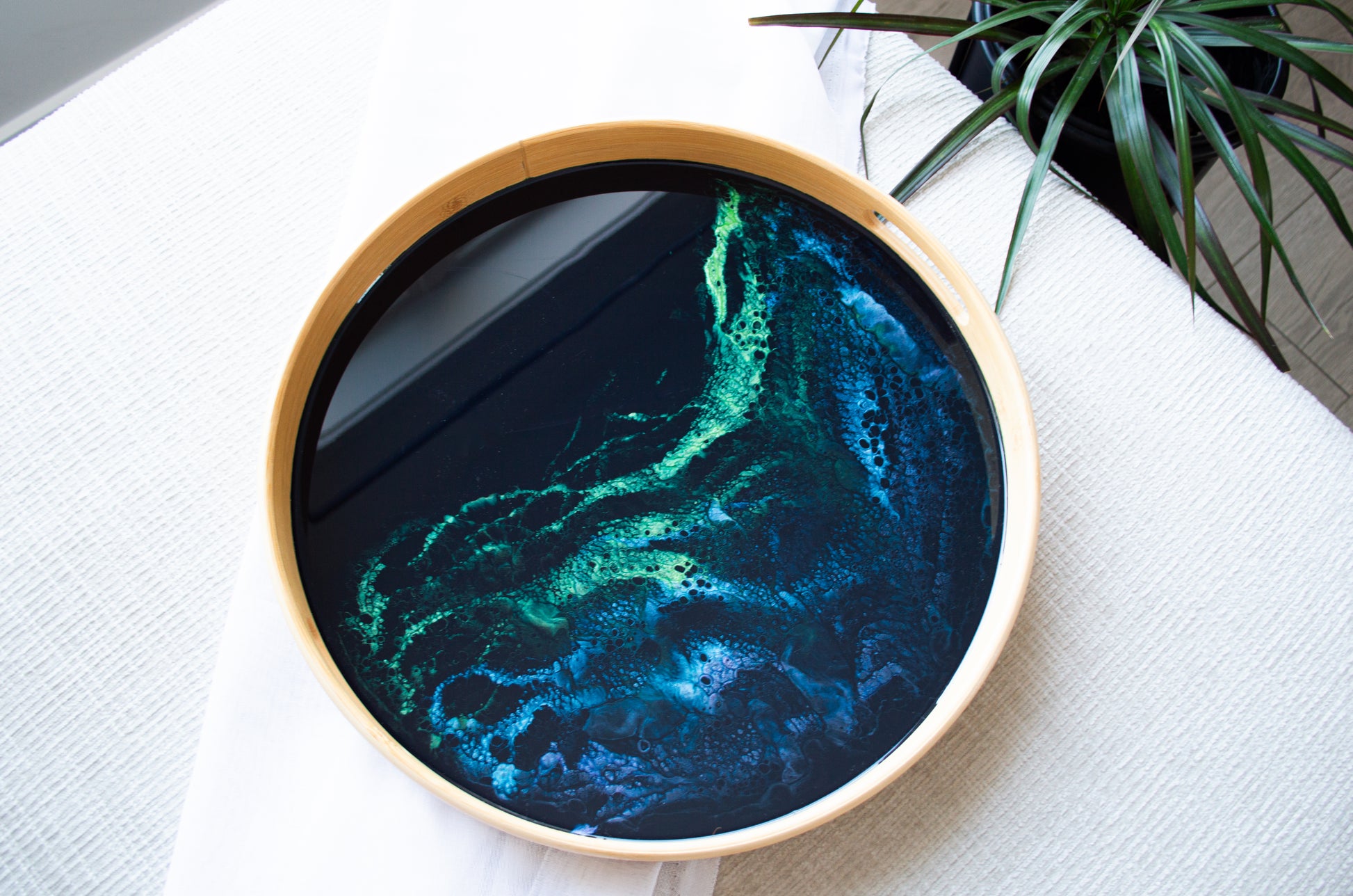Northern lights bamboo serving tray