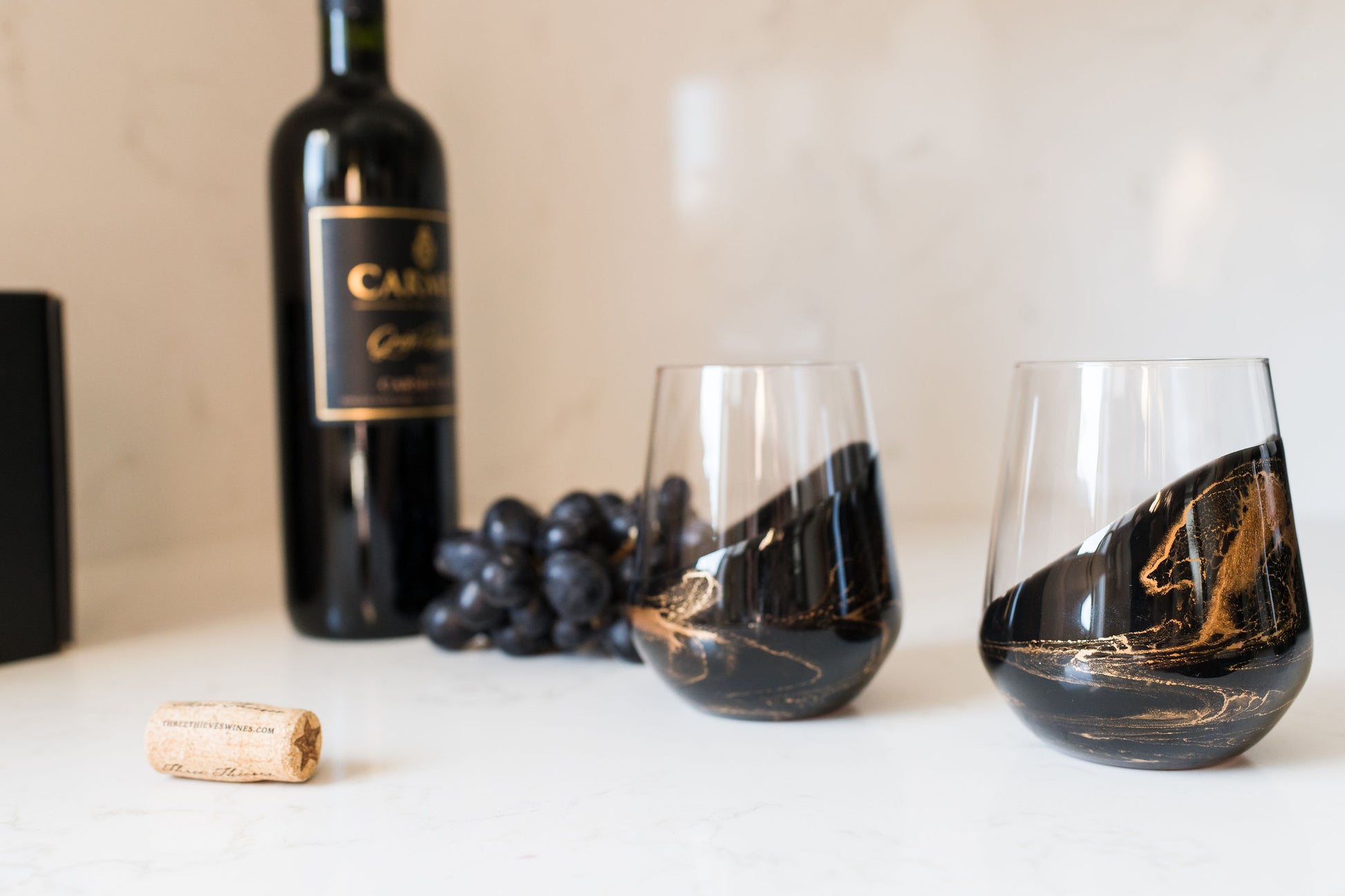 Ember Wine Glasses on kitchen counter