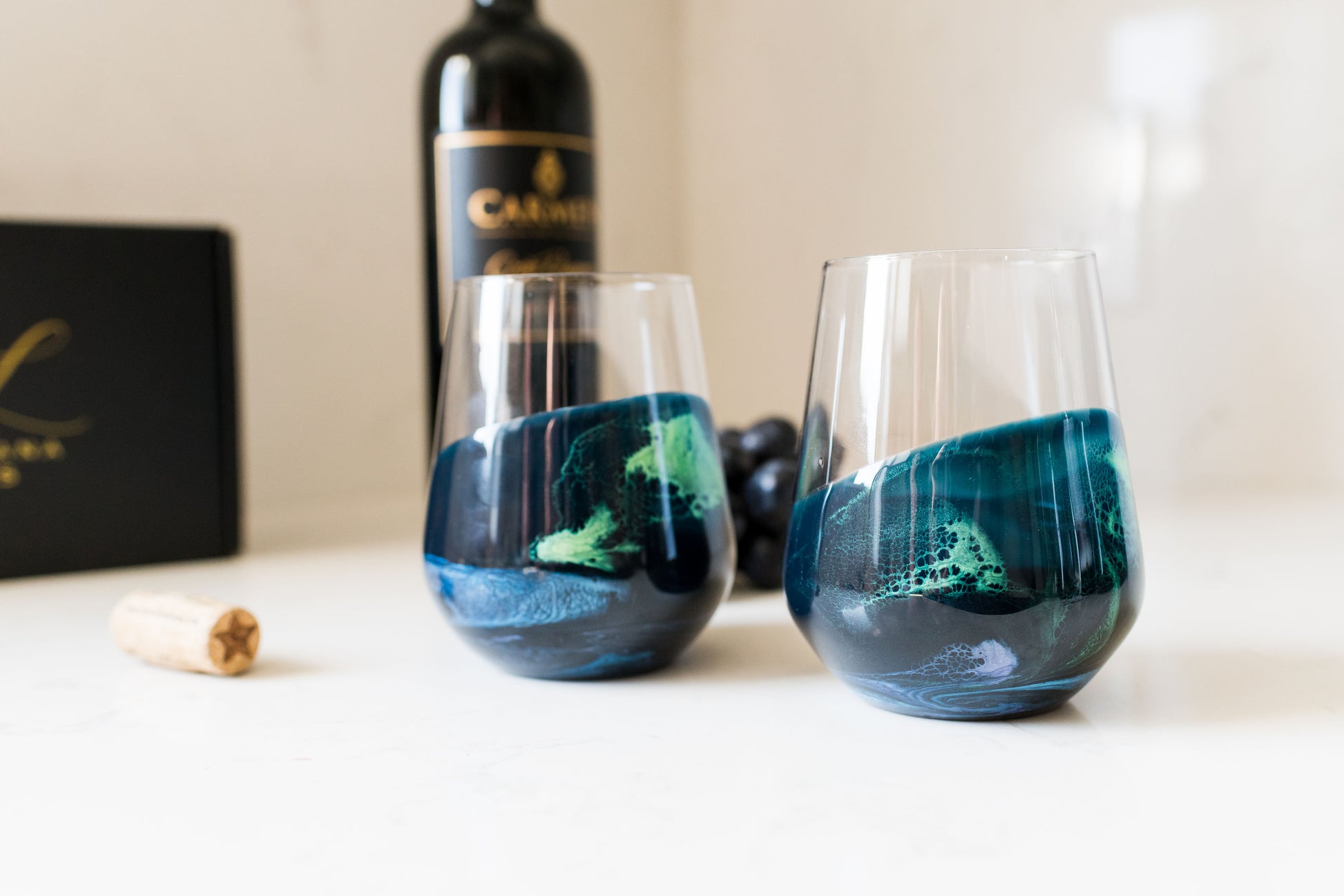 Northern Lights wine glasses