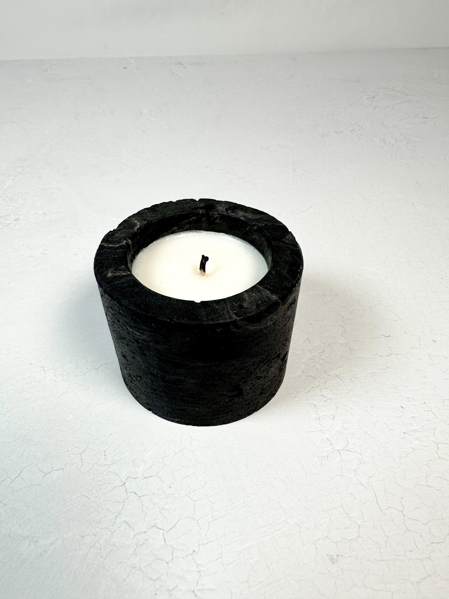 Travertine and Lava Rock Mini Candle