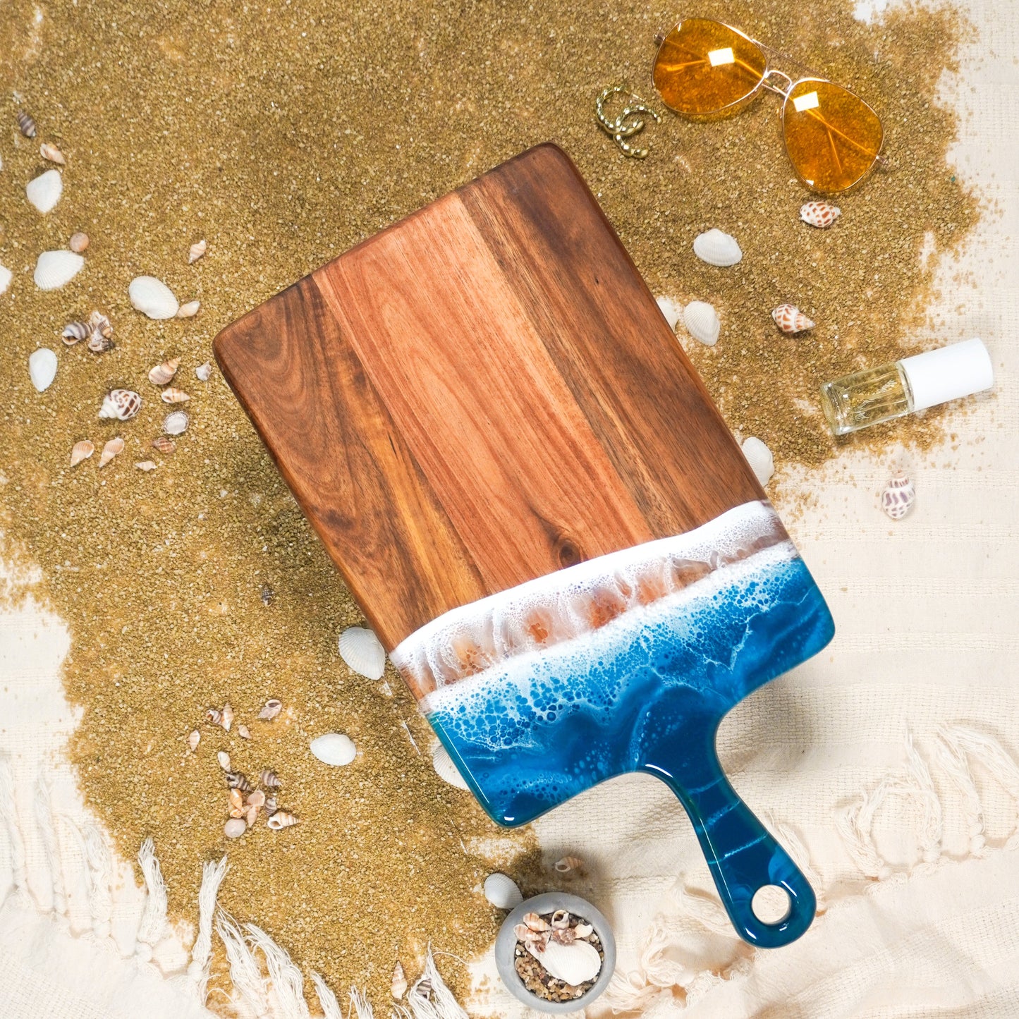 medium acacia cheese board accented with resin