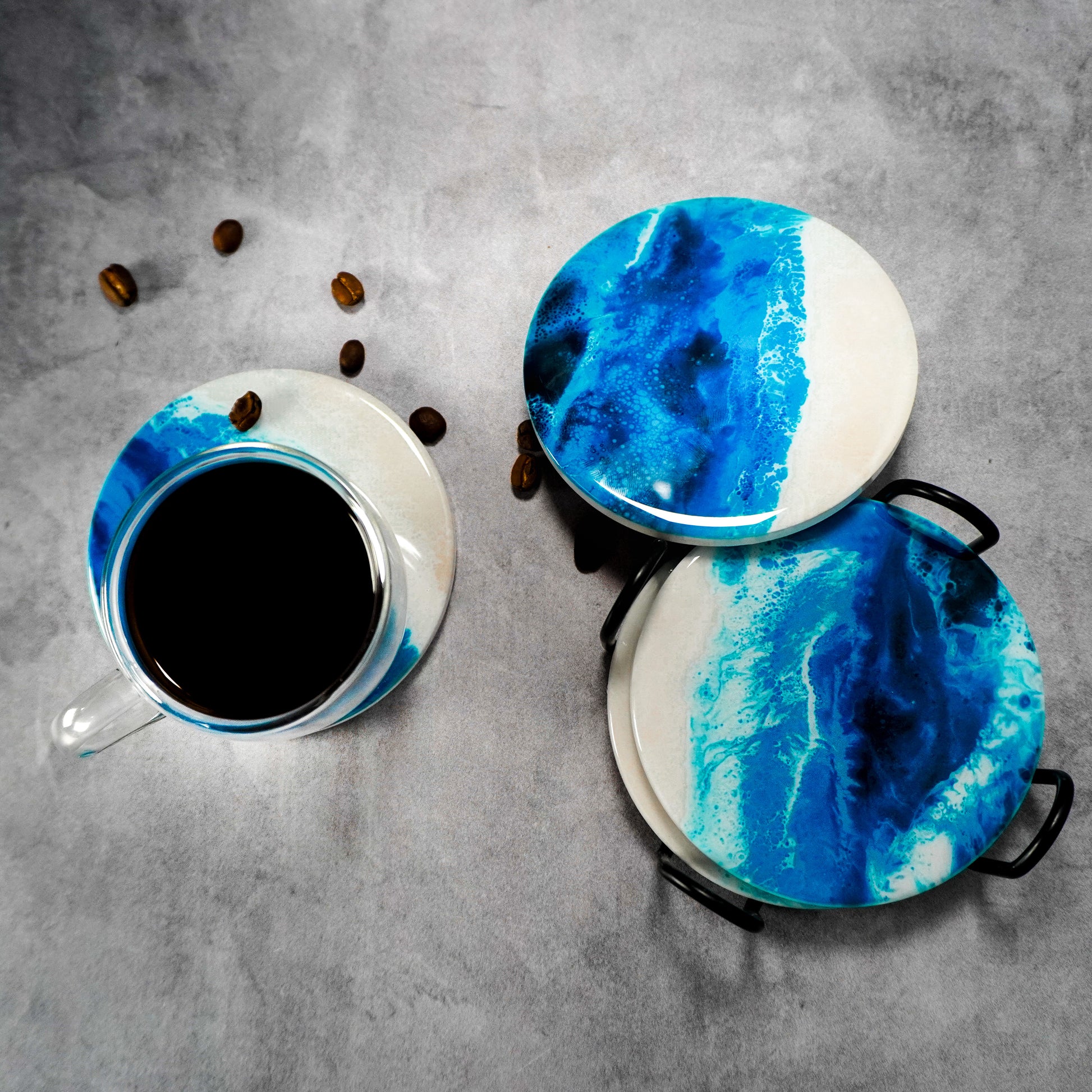 ceramic coaster accented with resin