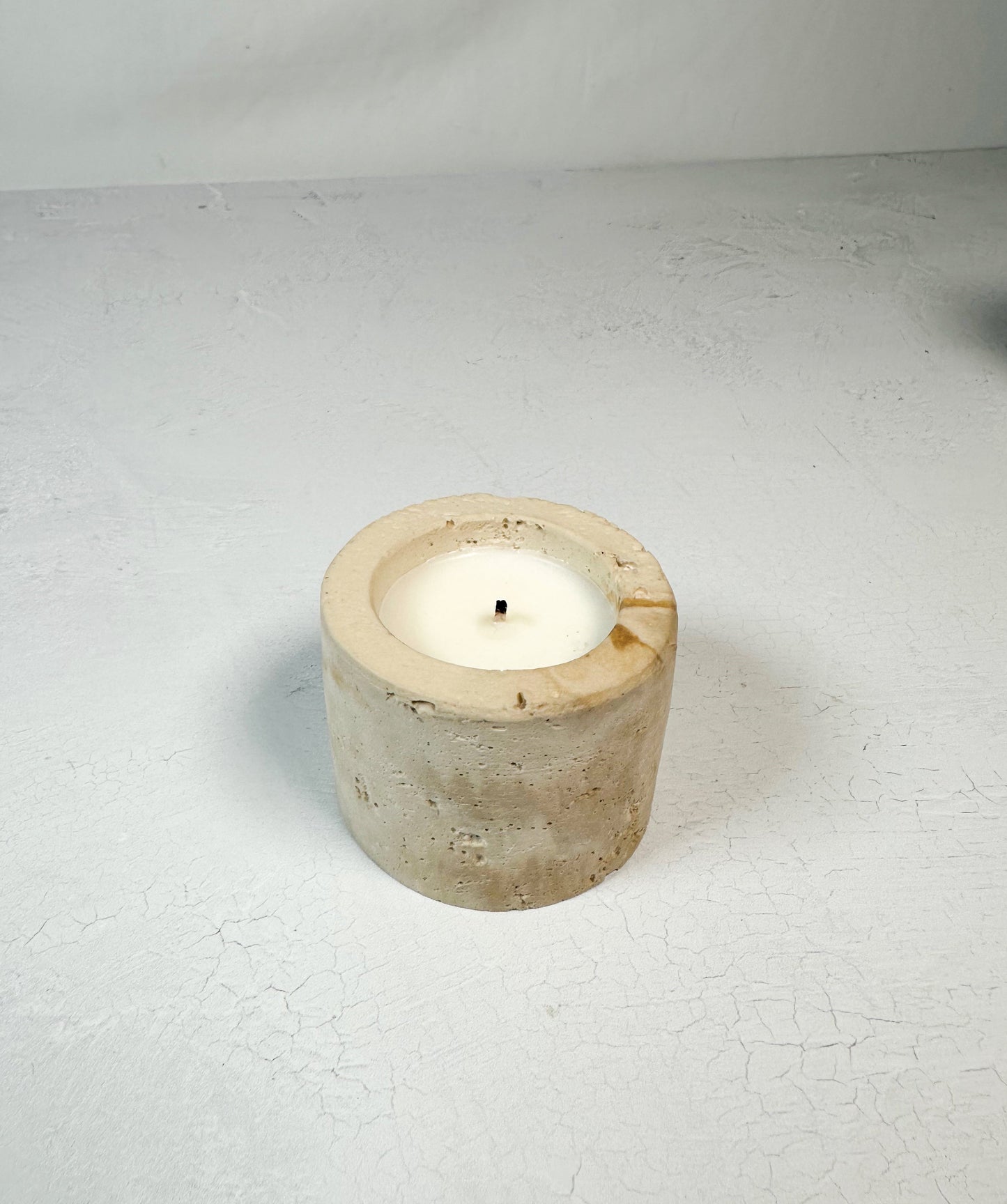 Travertine and Lava Rock Mini Candle