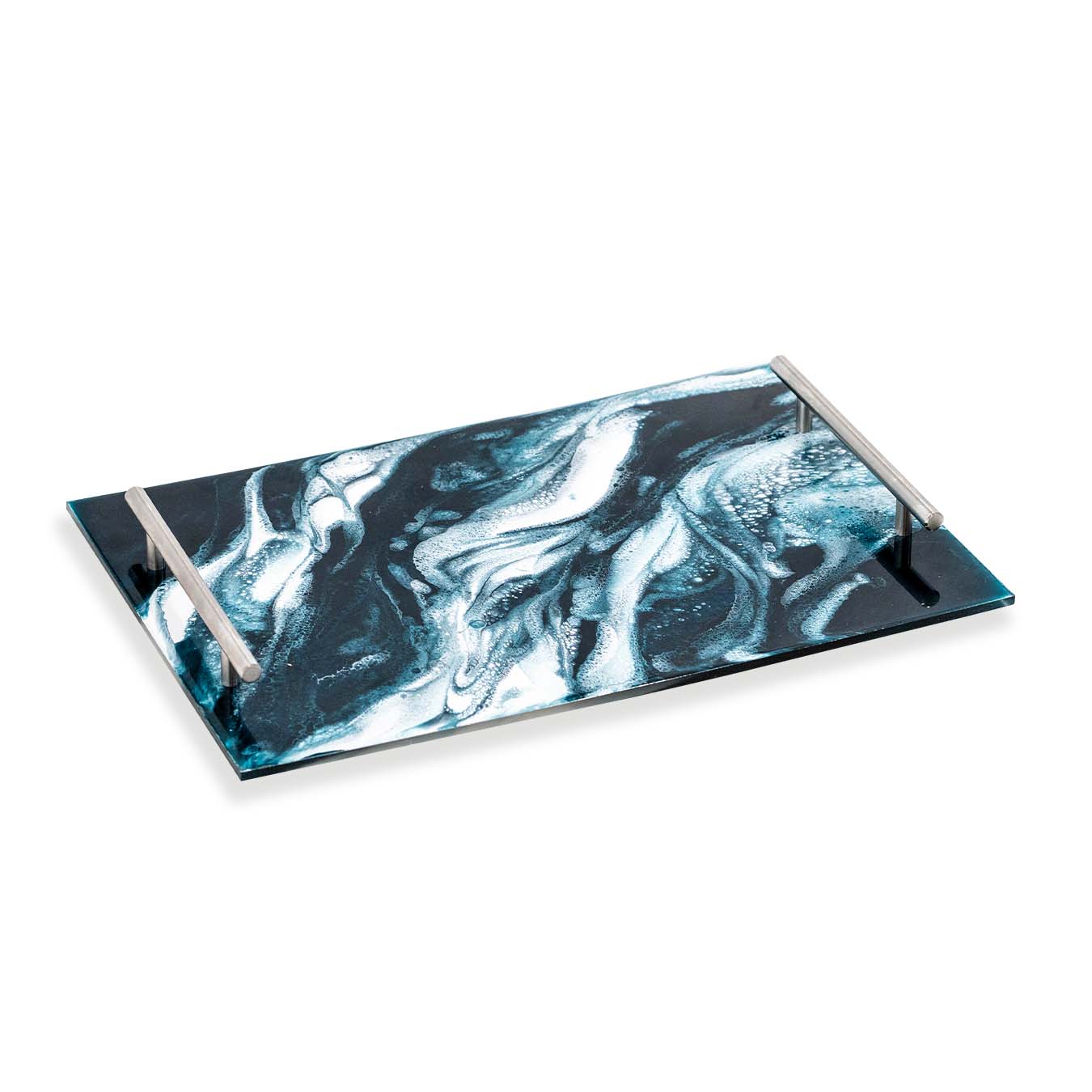 acrylic serving tray accented with resin