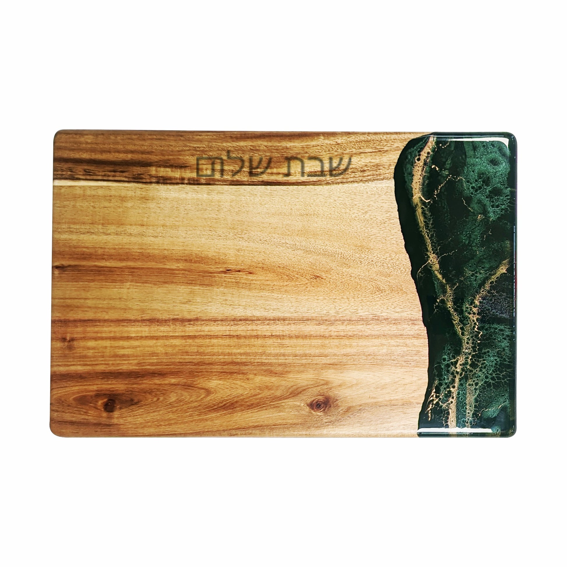 acacia challah board accented with resin