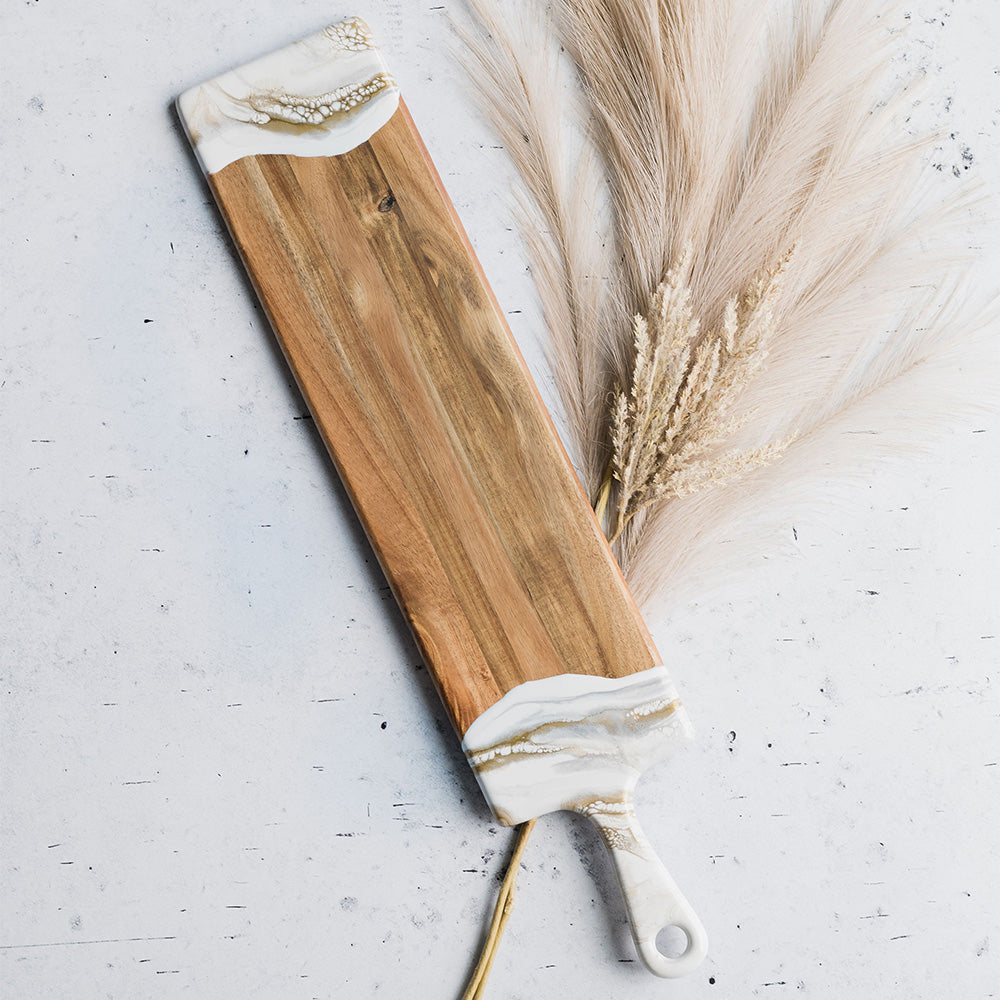 baguette acacia board accented with resin
