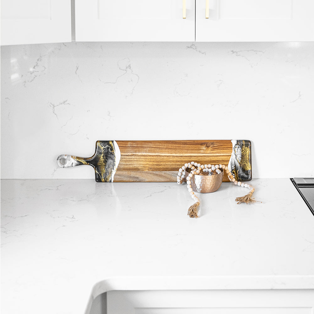 baguette acacia board accented with resin