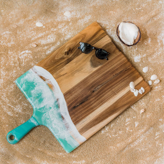 xl acacia cheese board accented with resin
