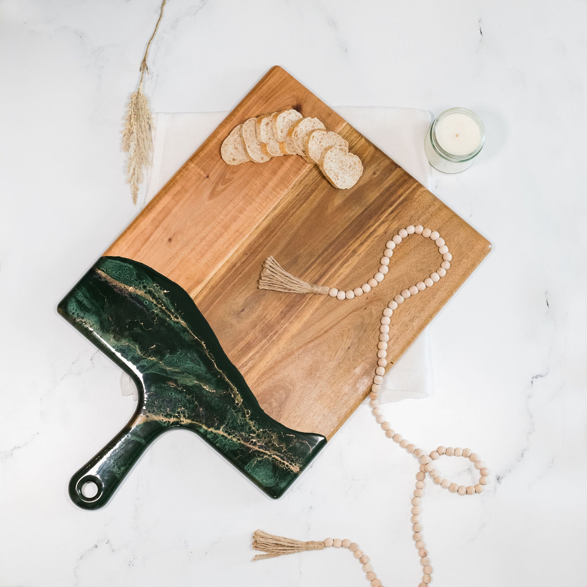 xl acacia cheese board accented with resin