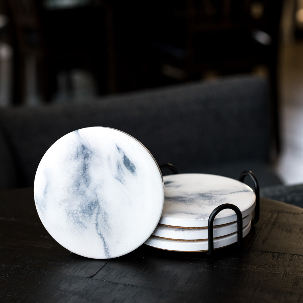 ceramic coaster accented with resin
