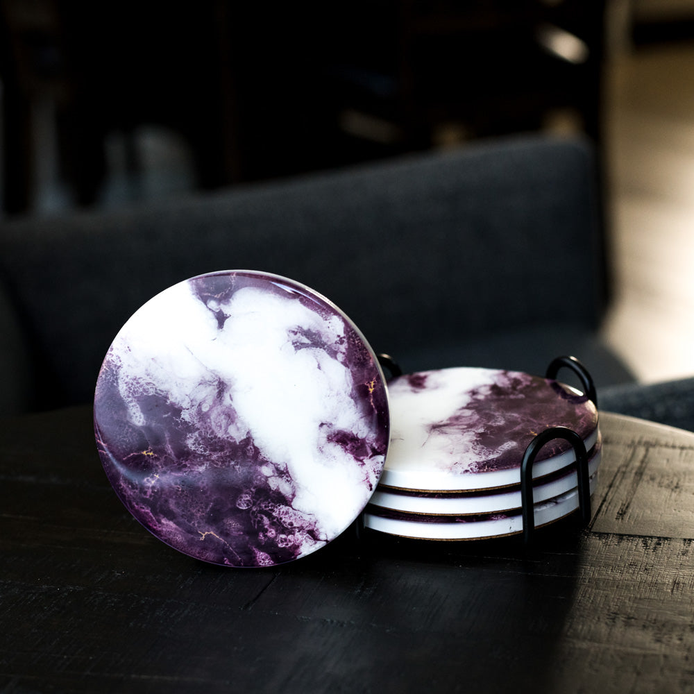 ceramic coaster accented with resin