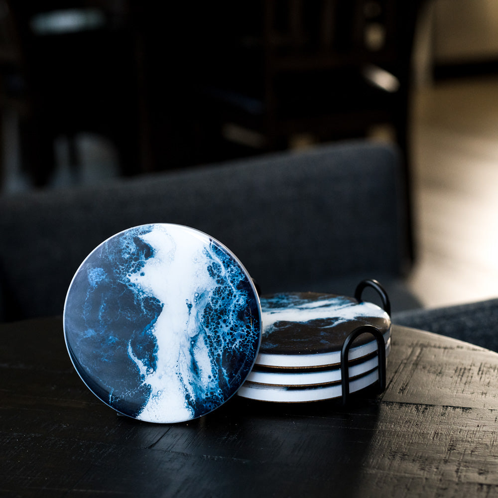 ceramic coaster accented with resin