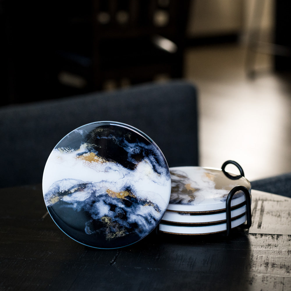 ceramic coaster accented with resin
