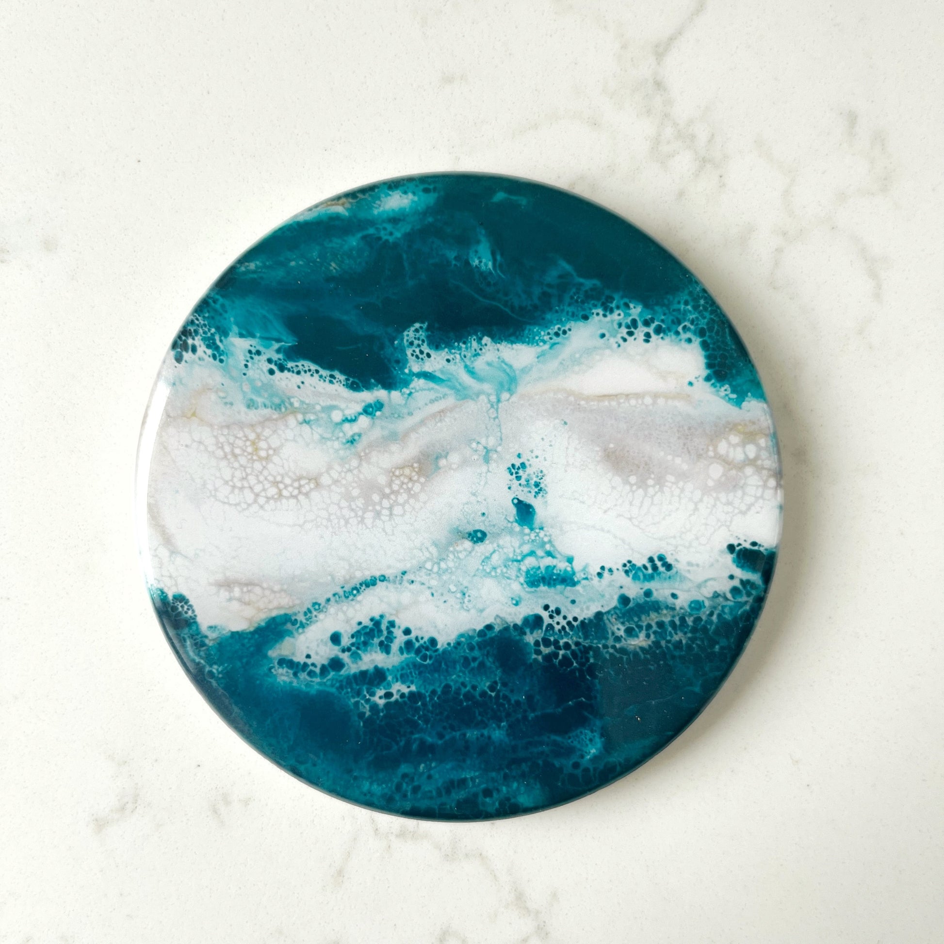 ceramic coaster accented with resin