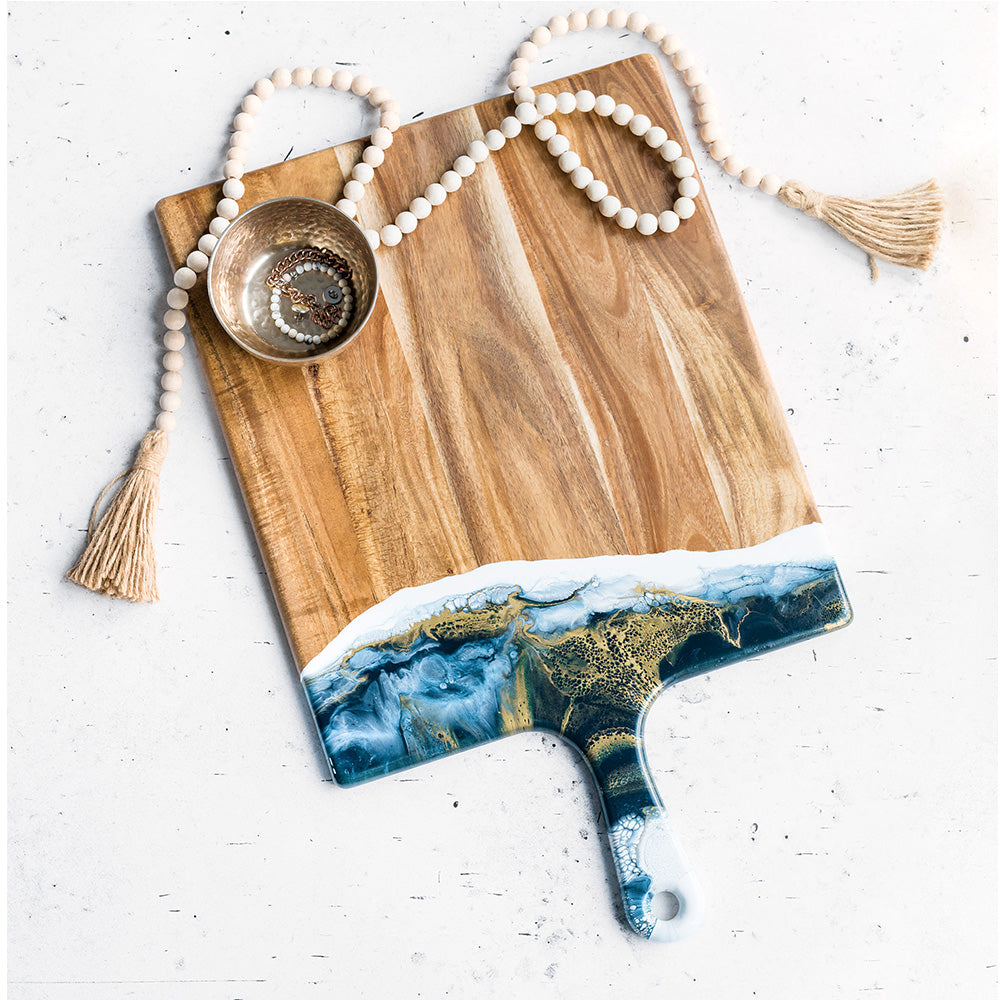 xl acacia cheese board accented with resin