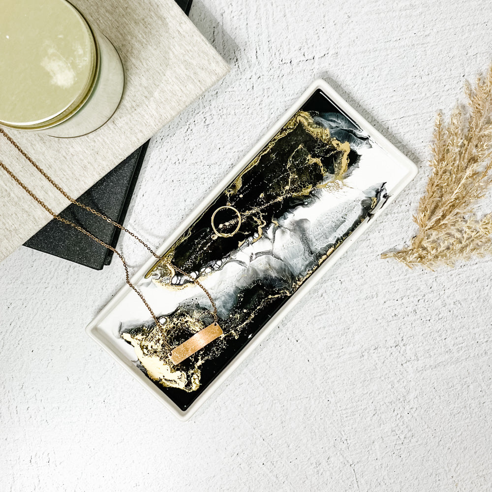 small ceramic tray accented with resin
