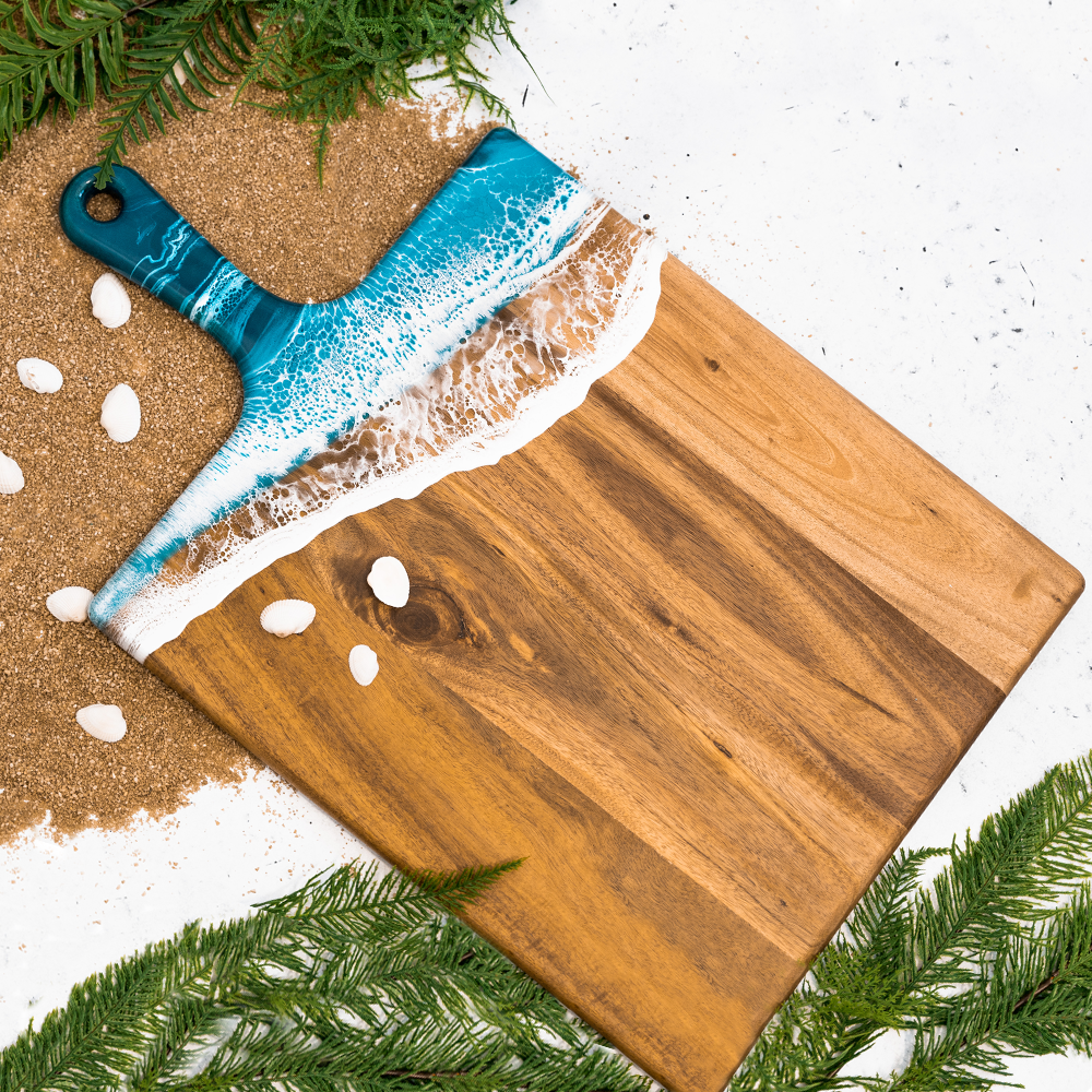 xl acacia cheese board accented with resin