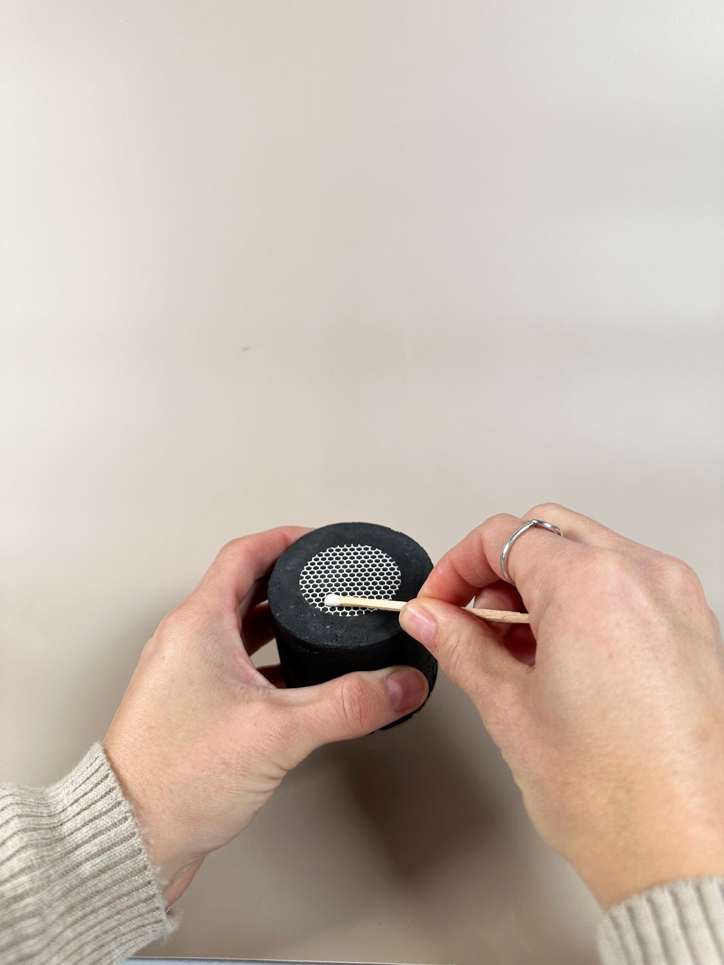 Travertine and Lava Rock Mini Vessel