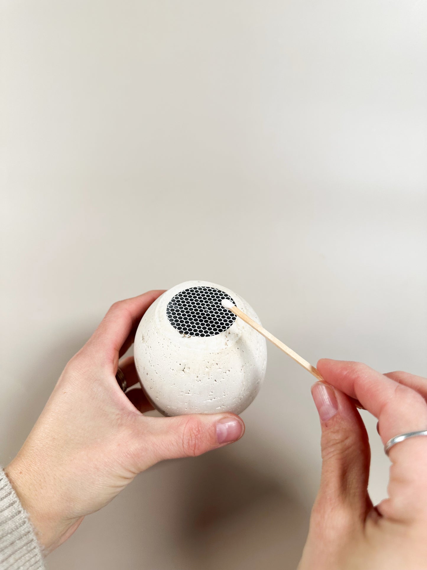 Travertine and Lava Rock Luna Match Holder