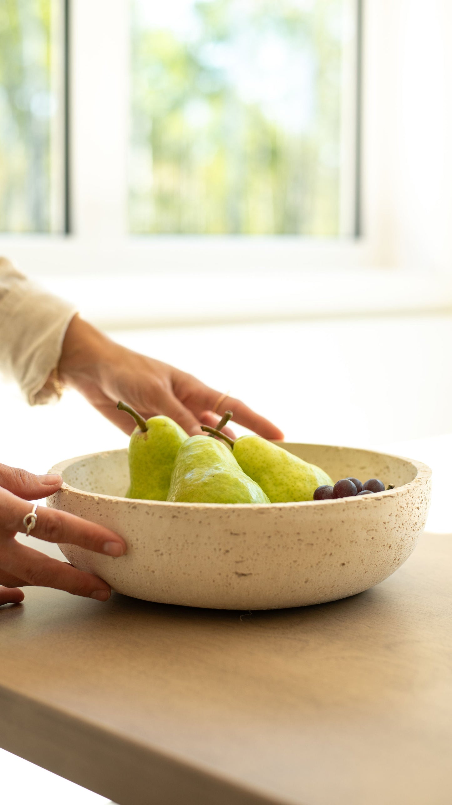 Travertine and Lava Rock Fruit Bowl