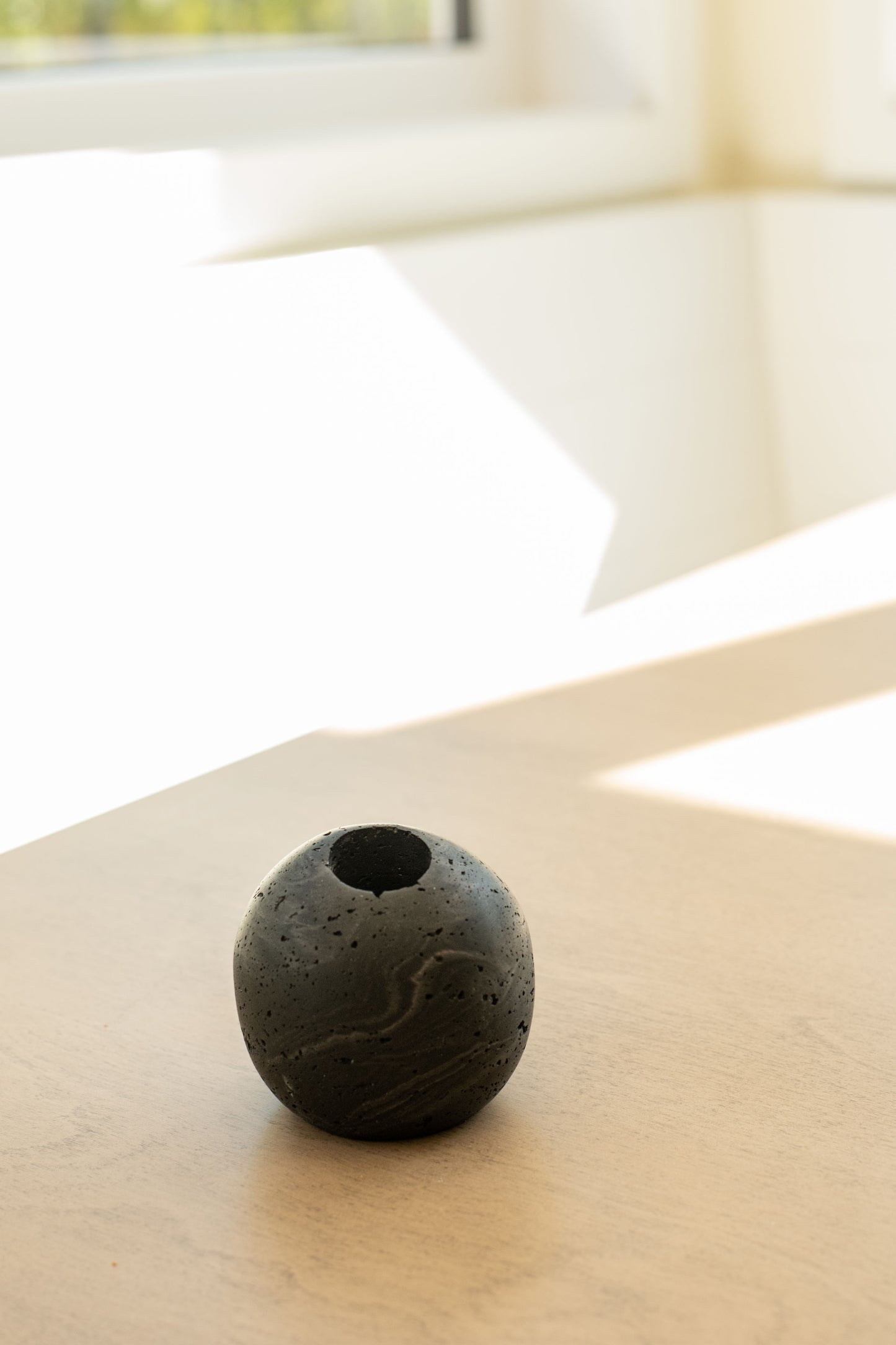 Travertine and Lava Rock Luna Match Holder