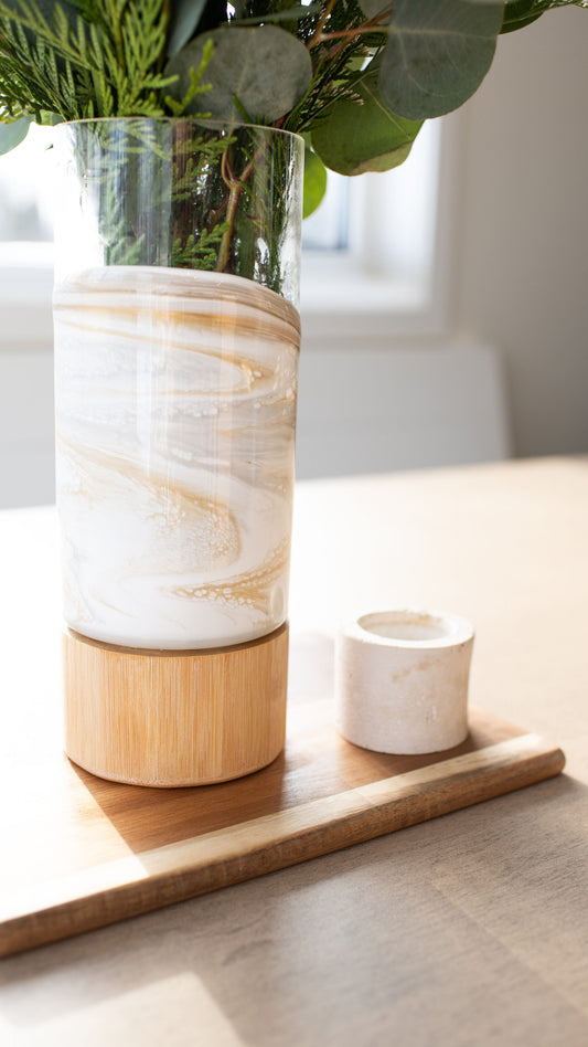 NEW!!! Resin Accented Vase with Bamboo Base