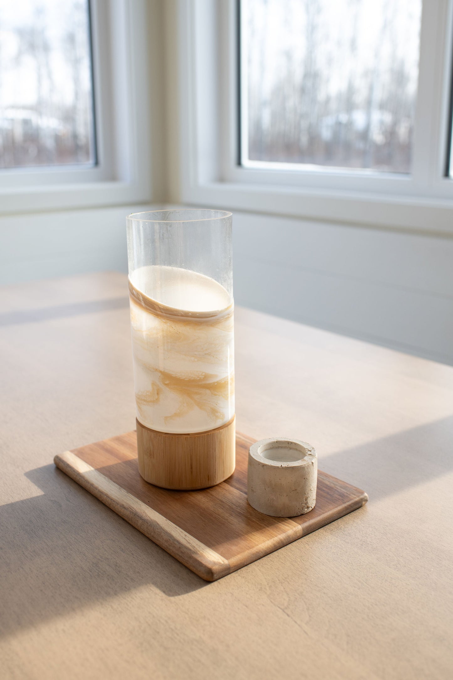 NEW!!! Resin Accented Vase with Bamboo Base