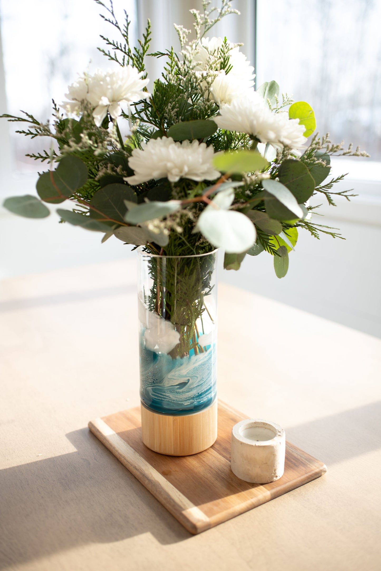 NEW!!! Resin Accented Vase with Bamboo Base