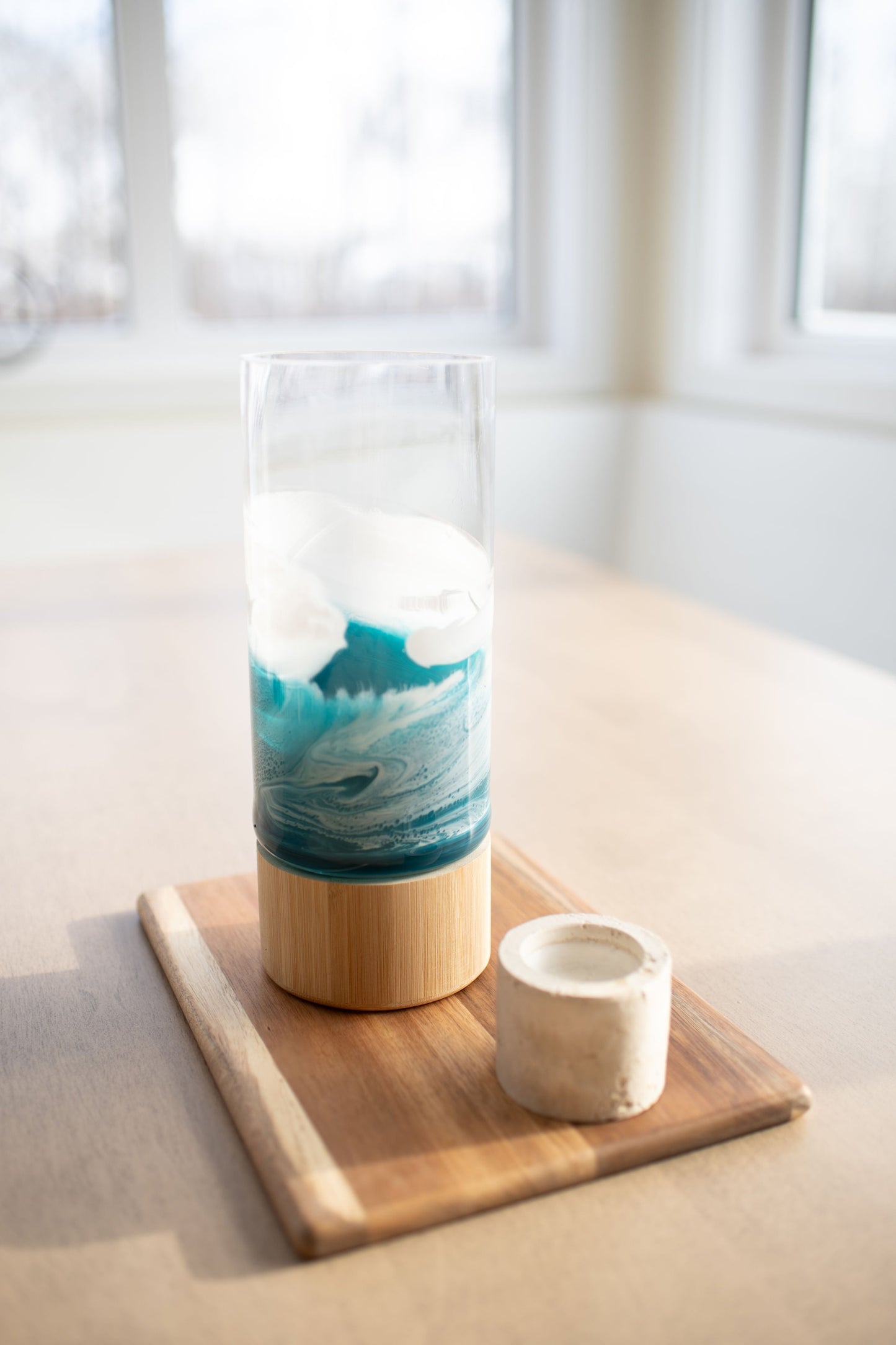 NEW!!! Resin Accented Vase with Bamboo Base