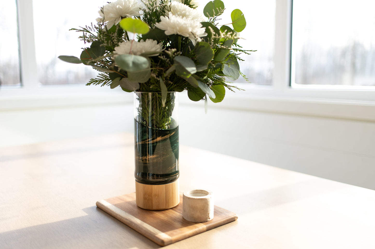 NEW!!! Resin Accented Vase with Bamboo Base