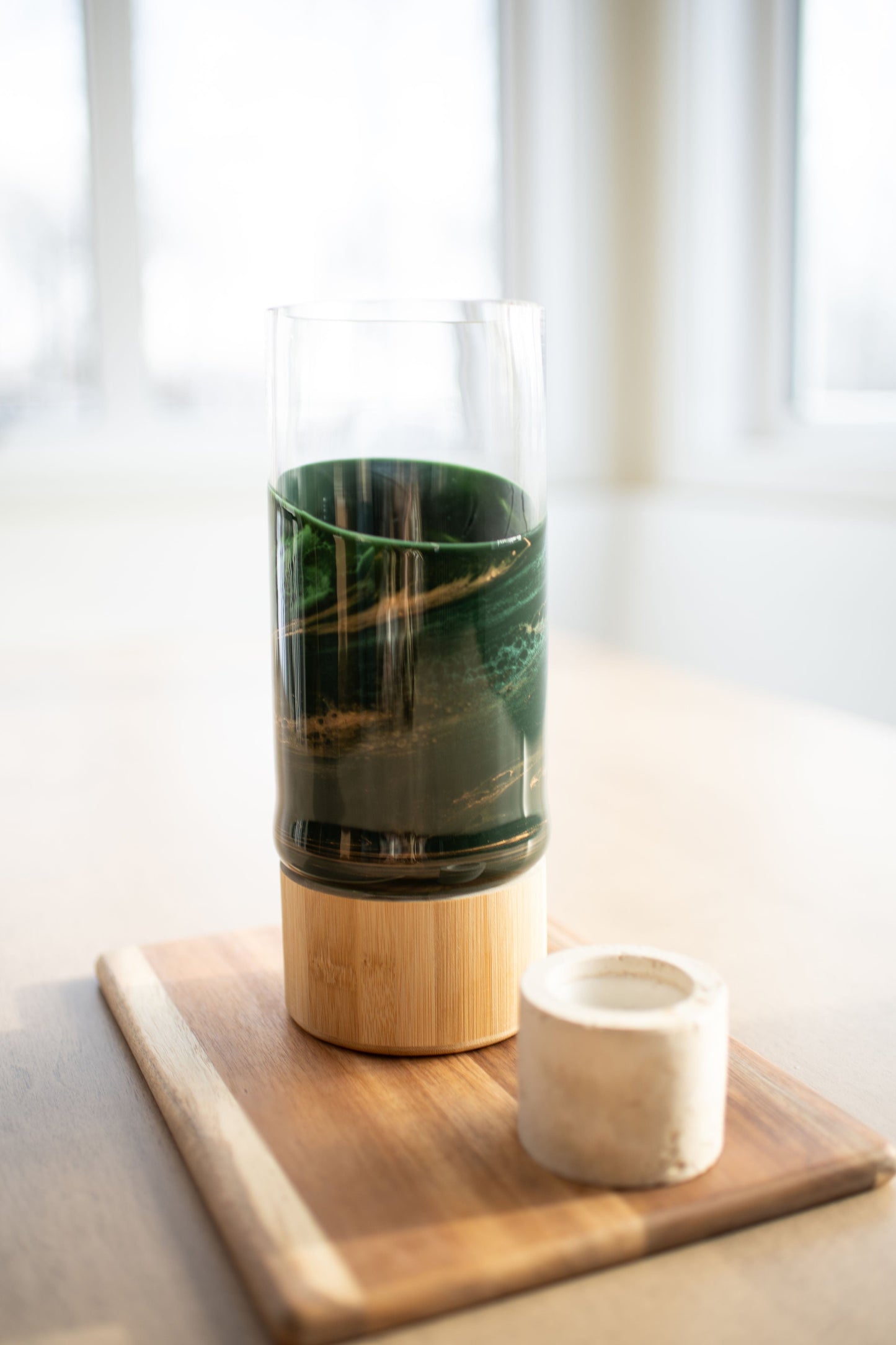 NEW!!! Resin Accented Vase with Bamboo Base