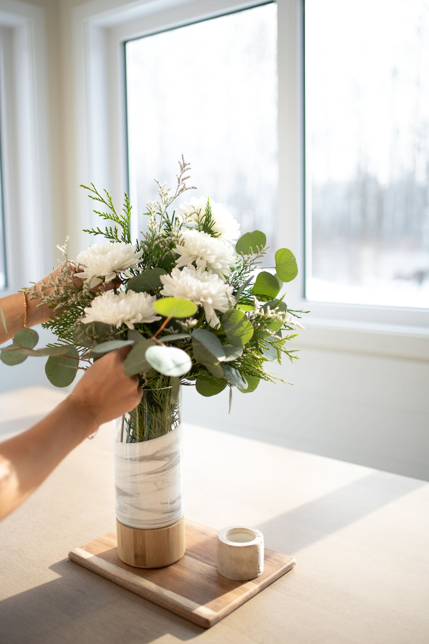 NEW!!! Resin Accented Vase with Bamboo Base