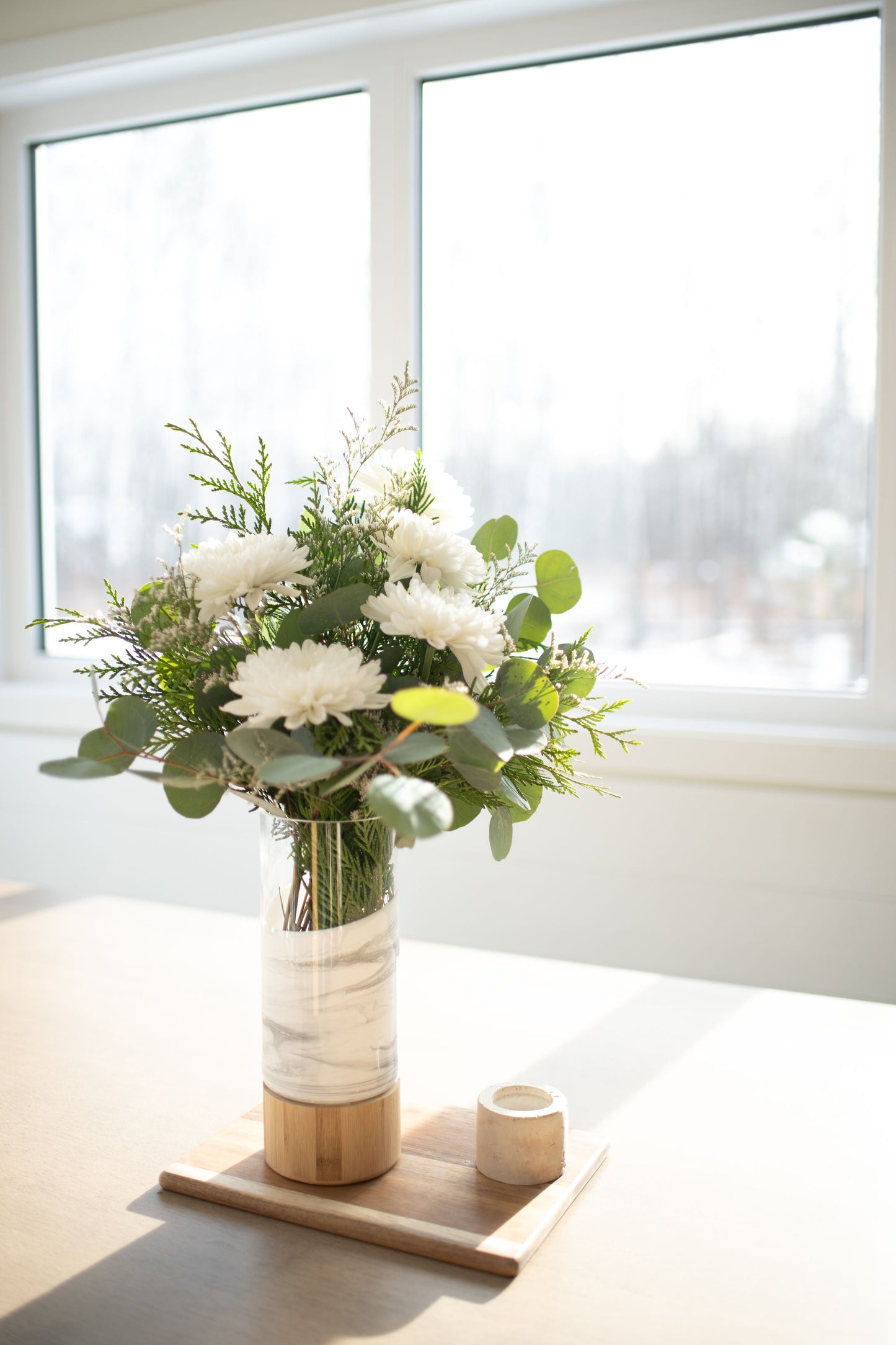 NEW!!! Resin Accented Vase with Bamboo Base