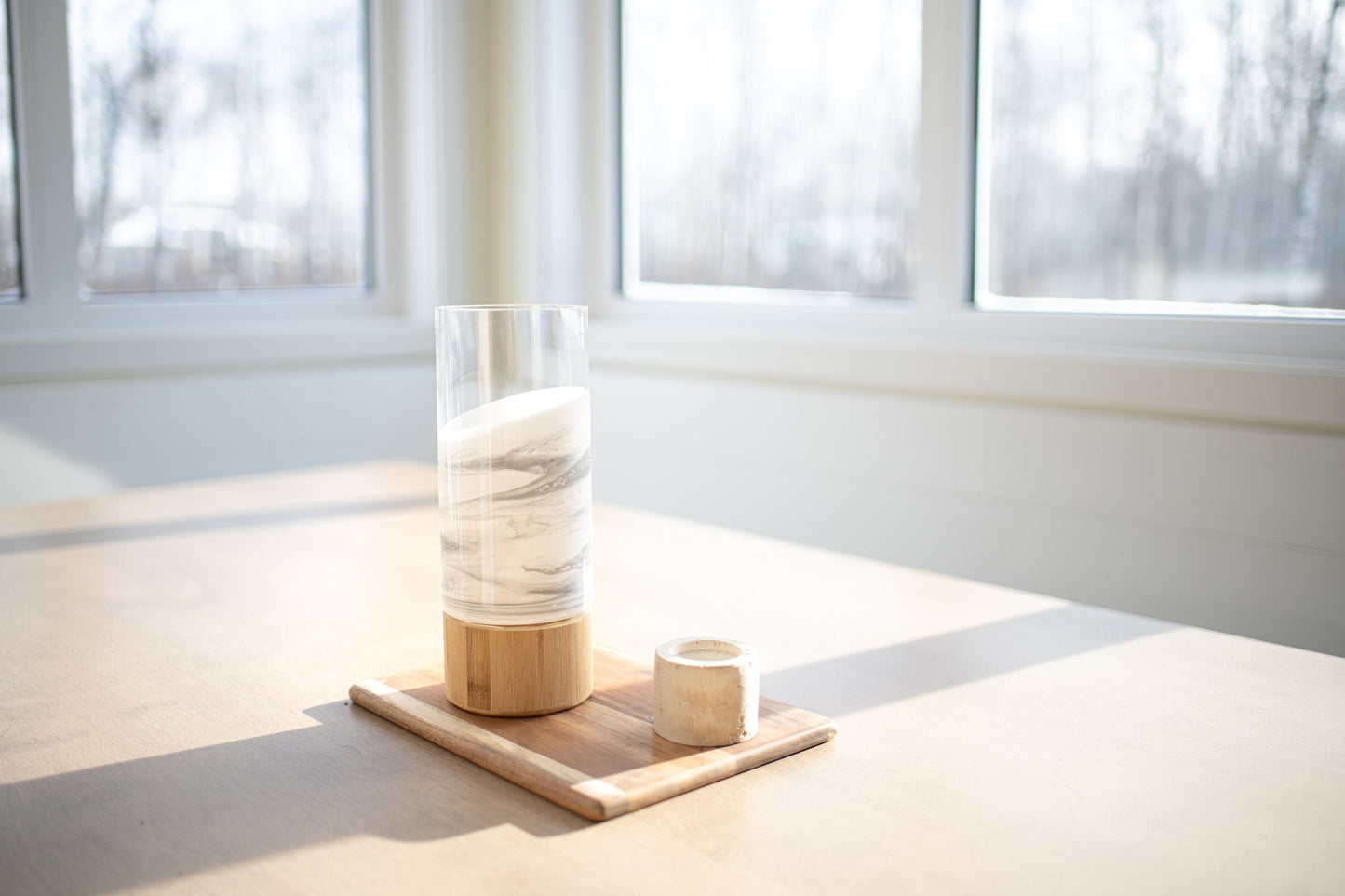 NEW!!! Resin Accented Vase with Bamboo Base