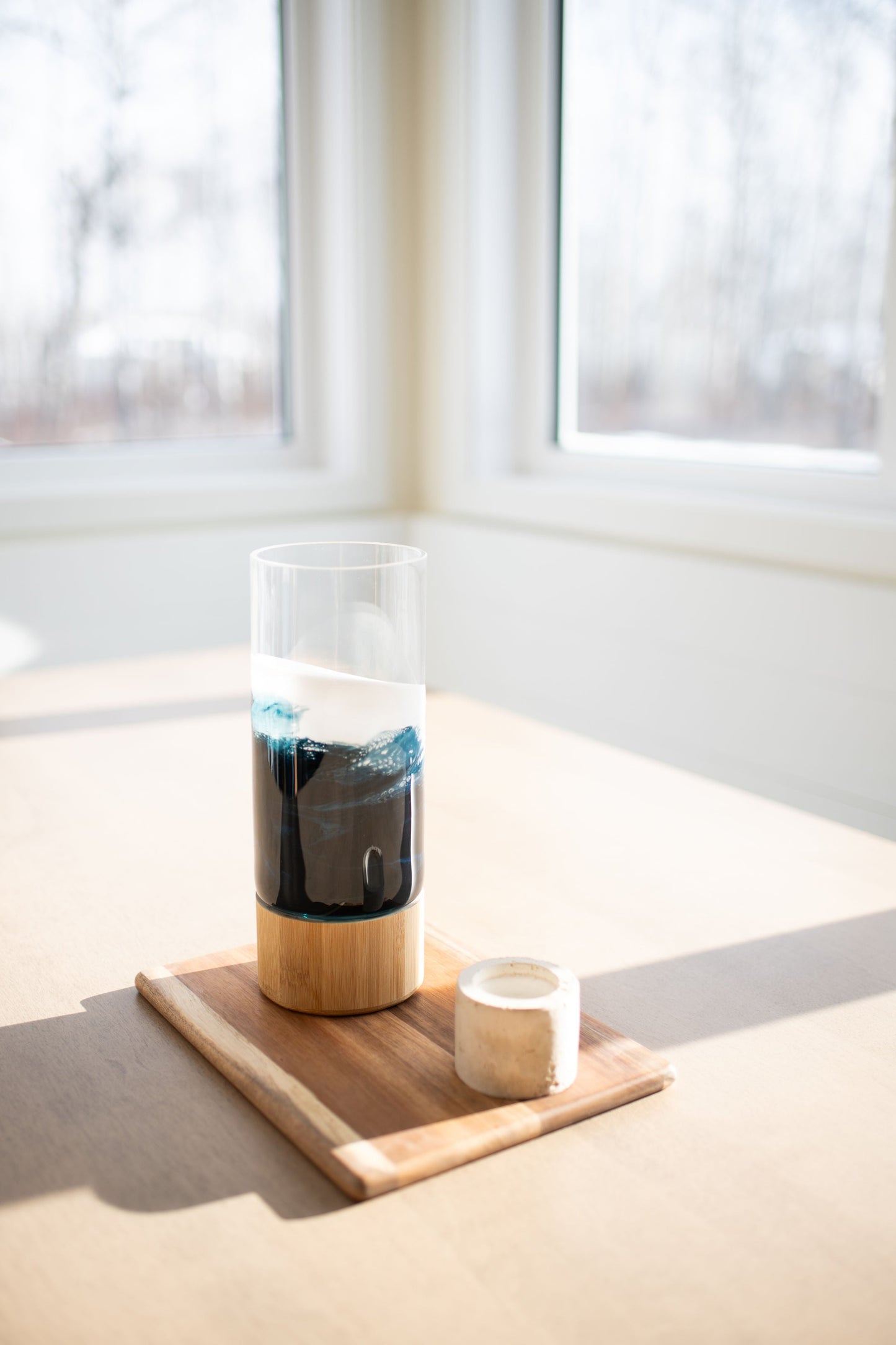 NEW!!! Resin Accented Vase with Bamboo Base