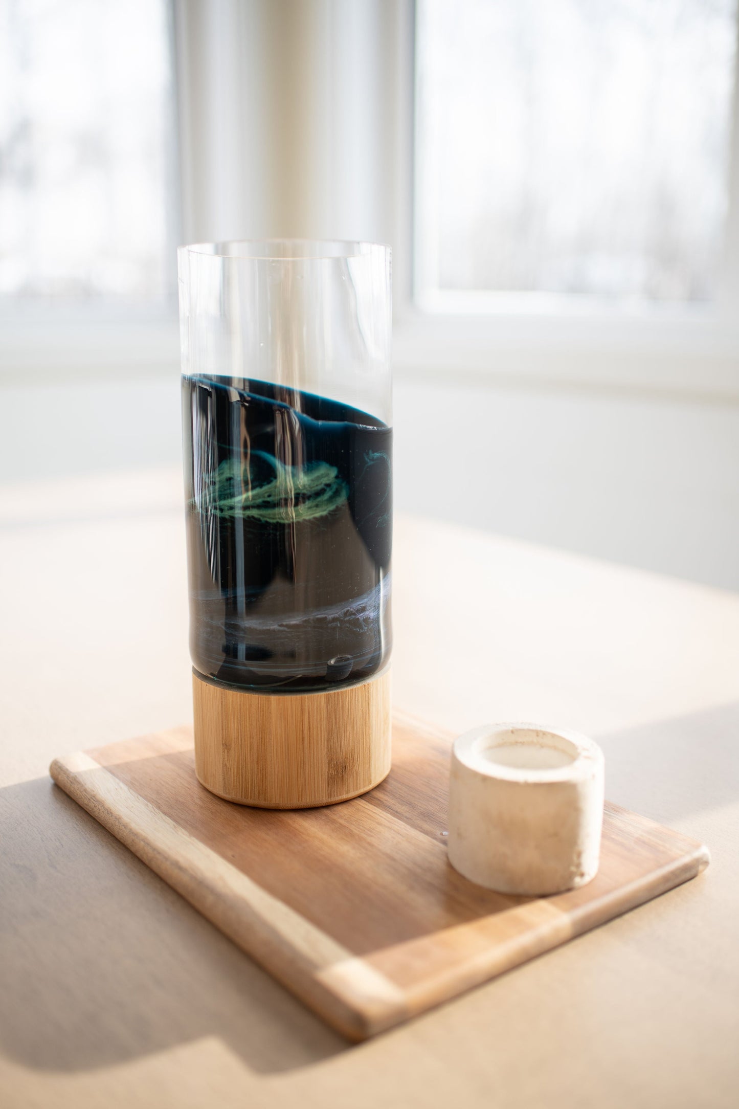 NEW!!! Resin Accented Vase with Bamboo Base