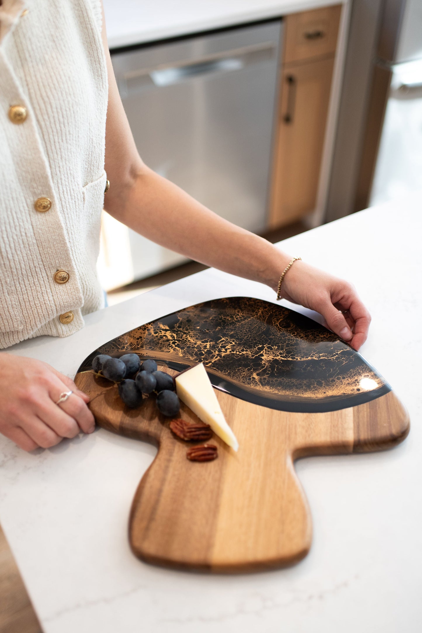 NEW!!! Mushroom Shaped Acacia Cheese Board and Ceramic Tray