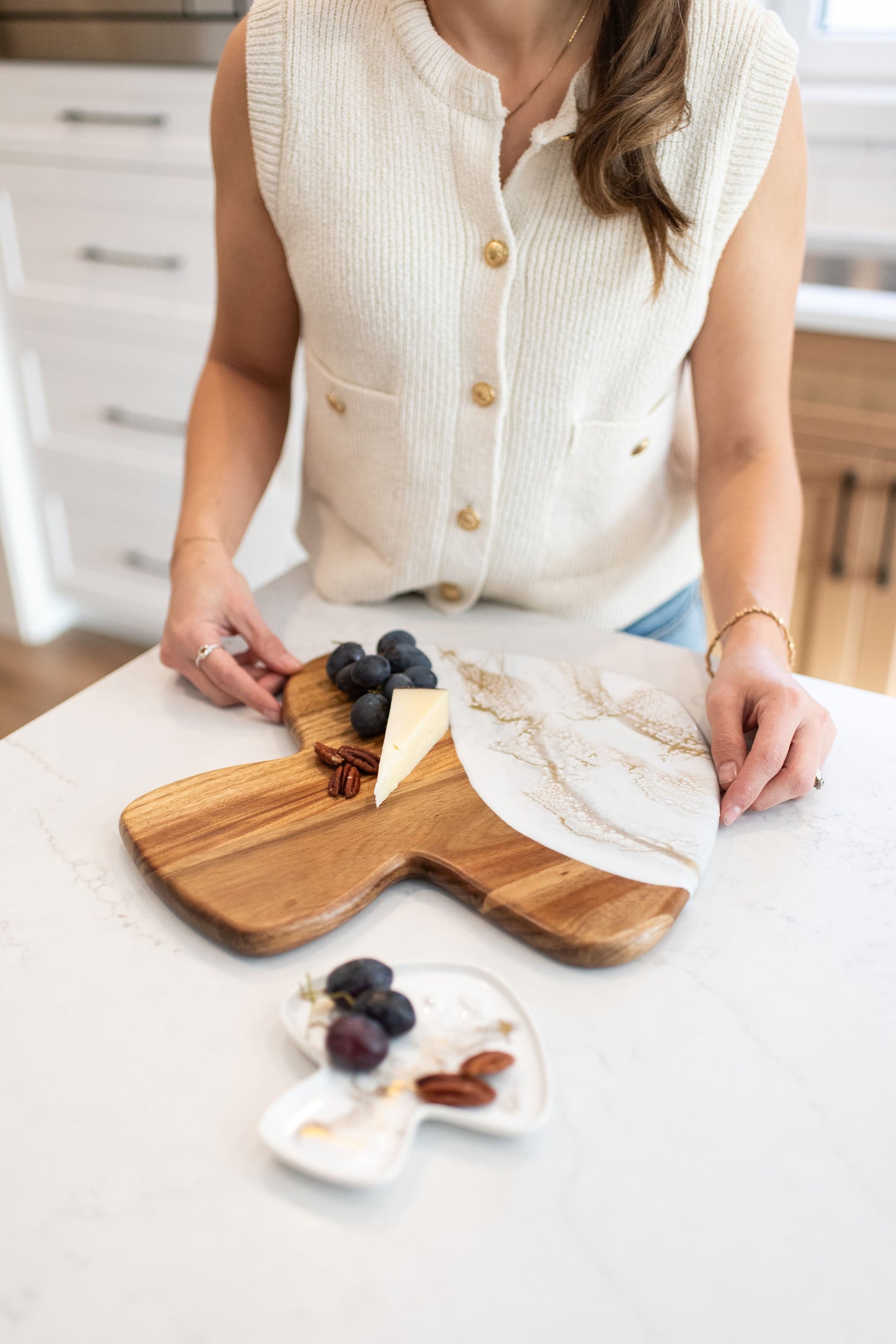 NEW!!! Mushroom Shaped Acacia Cheese Board and Ceramic Tray