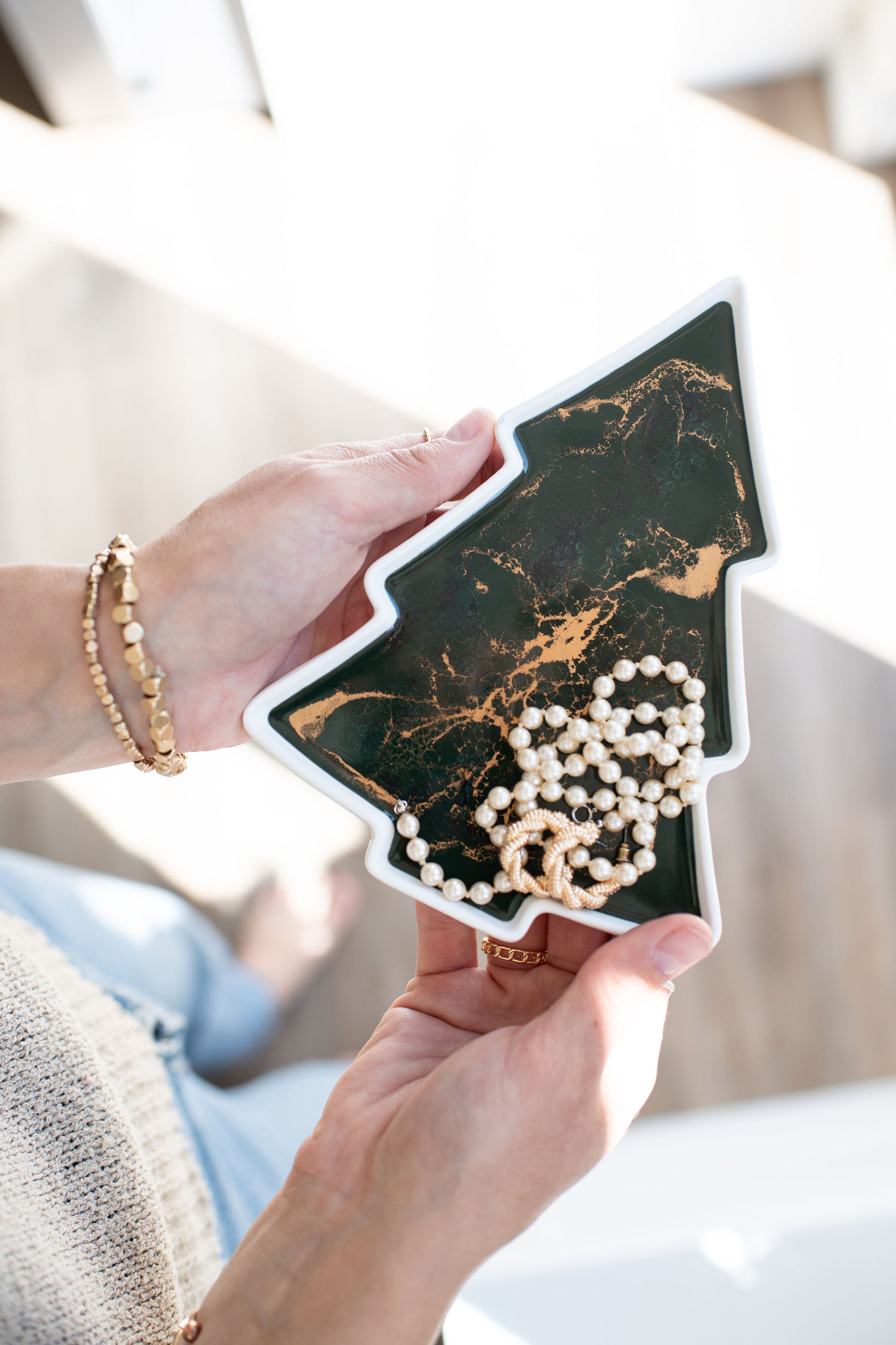 jade Christmas tree shaped ceramic tray 