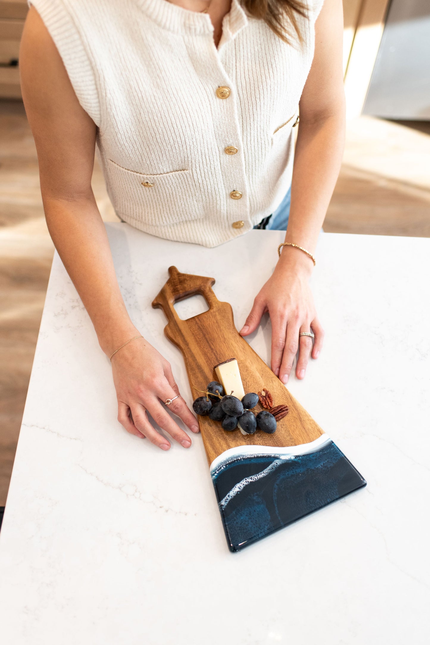 NEW!!! Light House Shaped Acacia Cheese Board