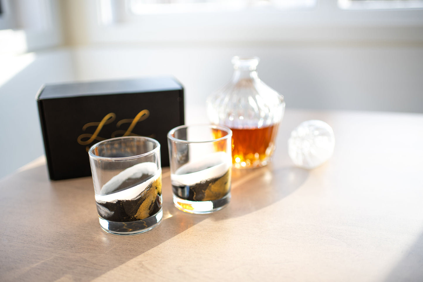 NEW!!! Resin Coated Old Fashioned Whisky Glasses (Set of 2)