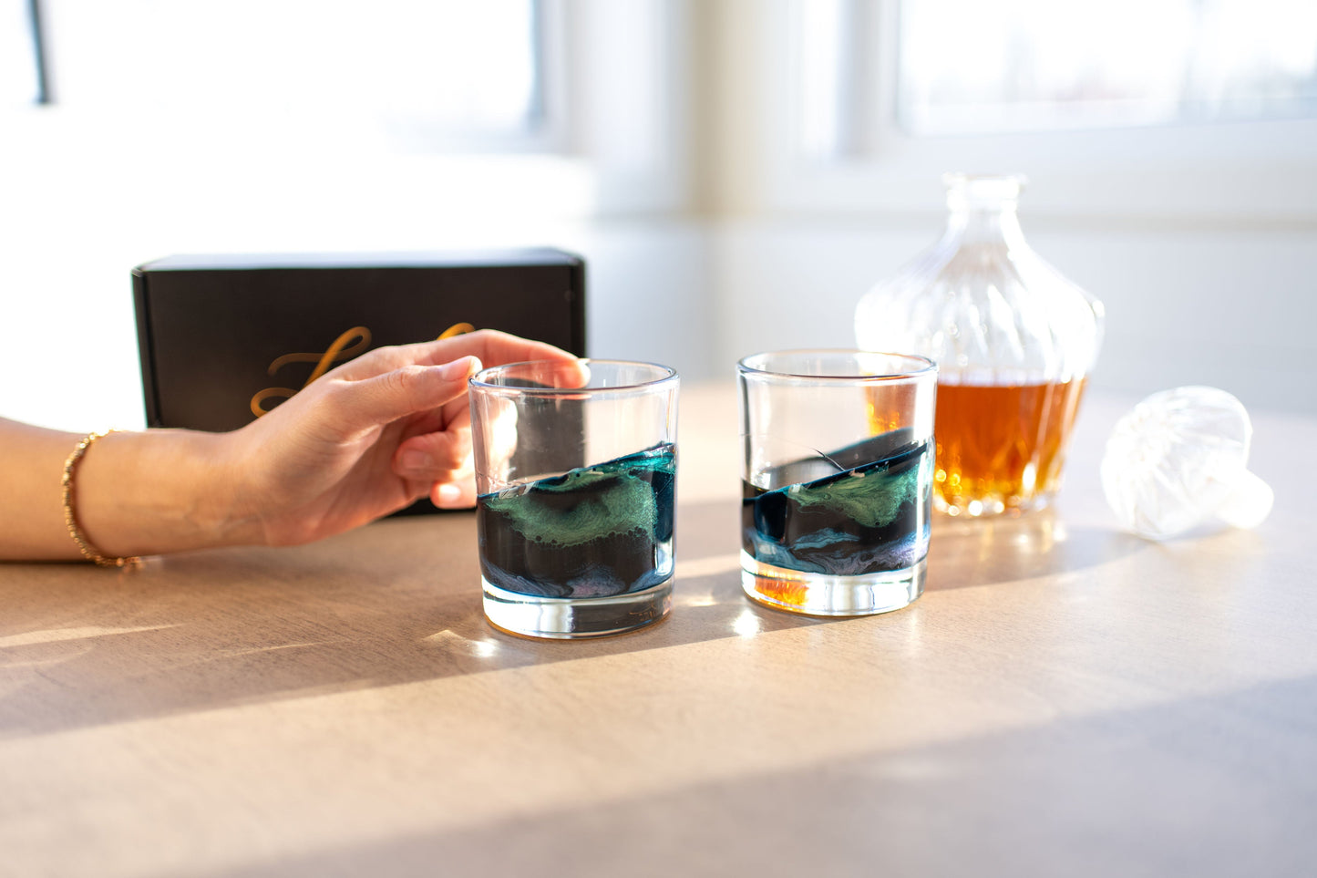 NEW!!! Resin Coated Old Fashioned Whisky Glasses (Set of 2)